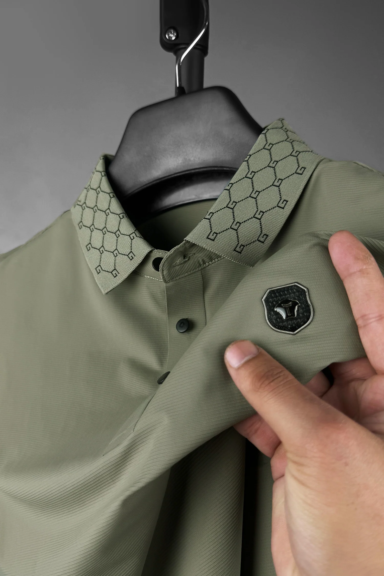 Turbo Diamond Motif Collar Stitchless Men's Polo Shirt - Image 21
