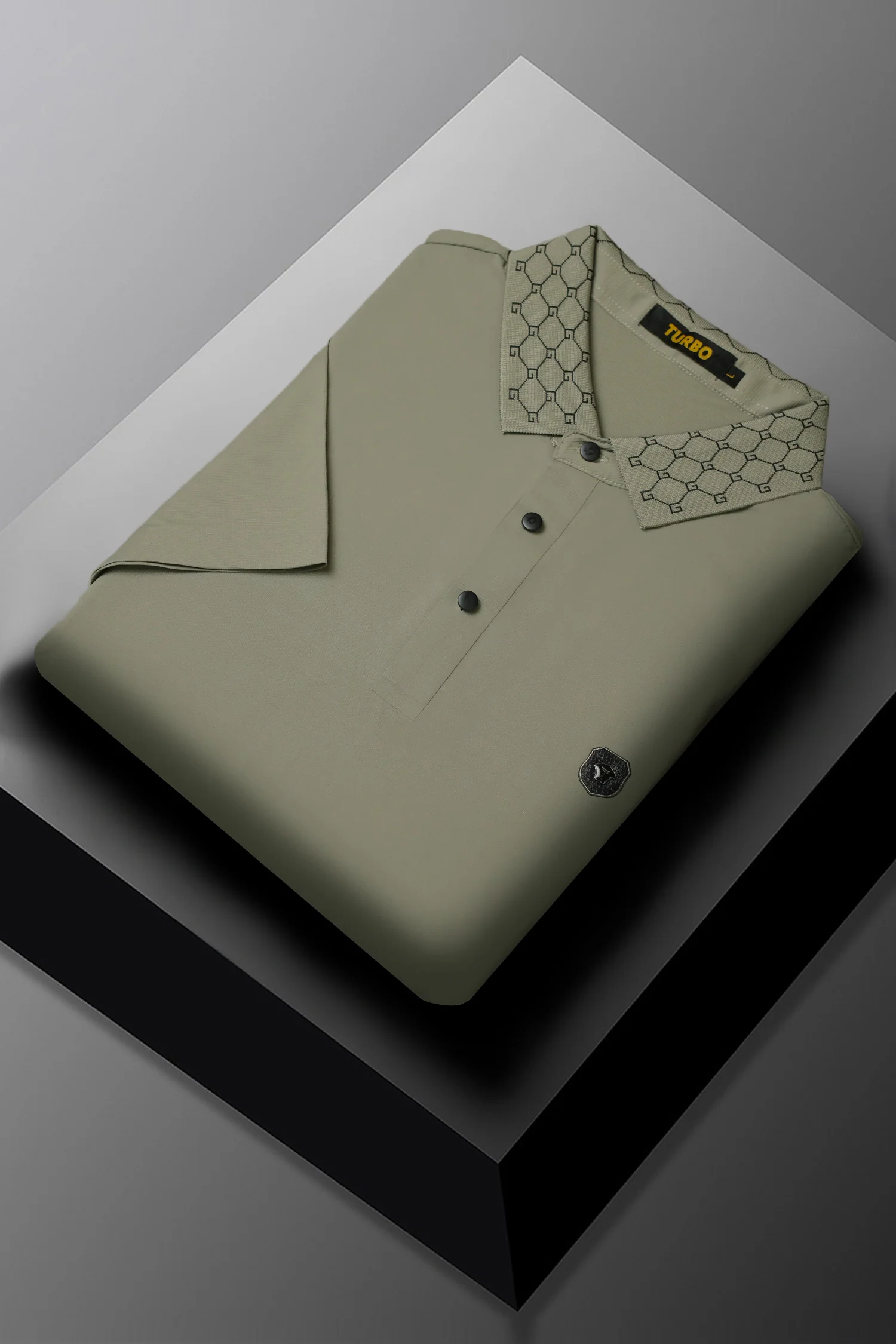 Turbo Diamond Motif Collar Stitchless Men's Polo Shirt - Image 20