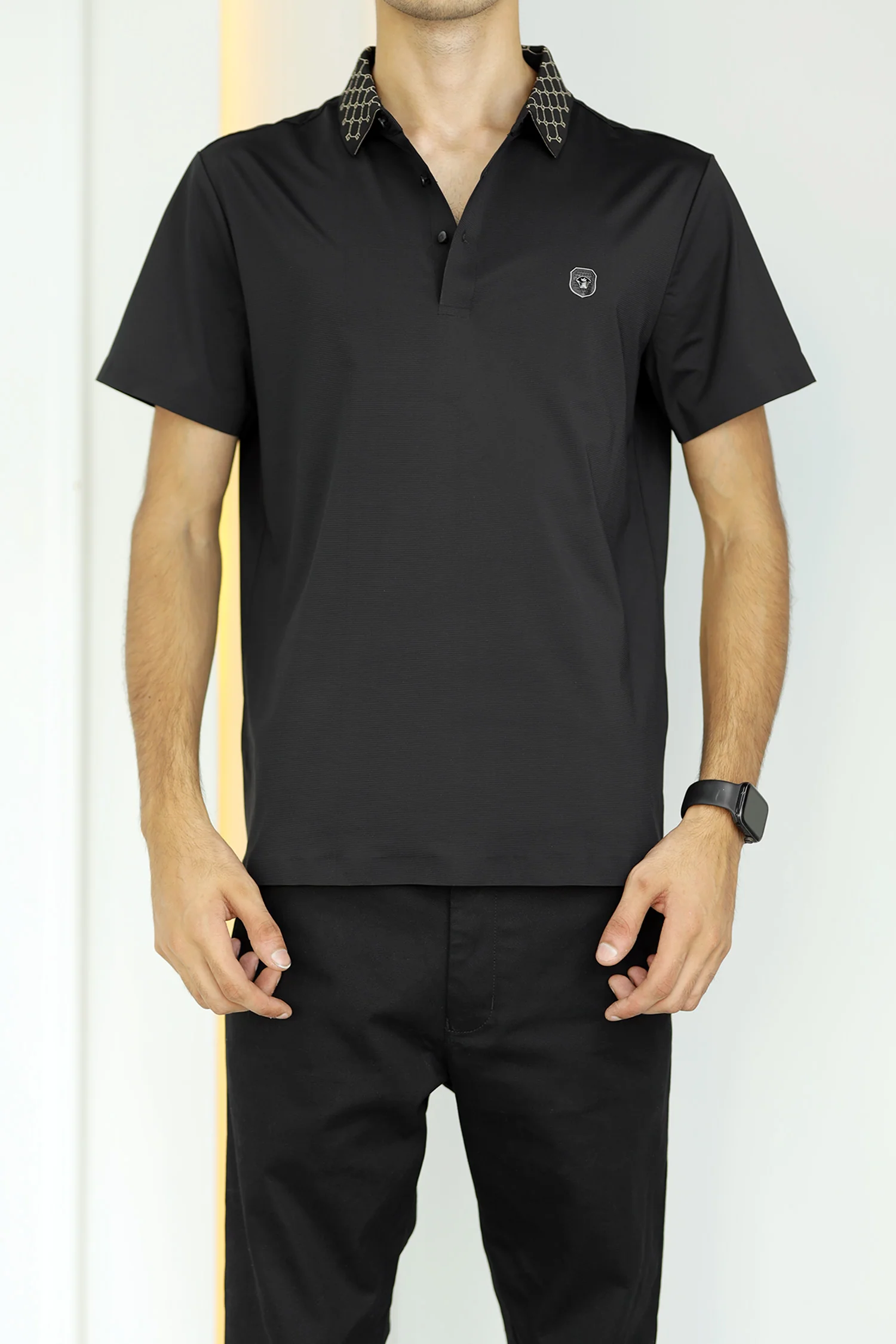 Turbo Diamond Motif Collar Stitchless Men's Polo Shirt - Image 11
