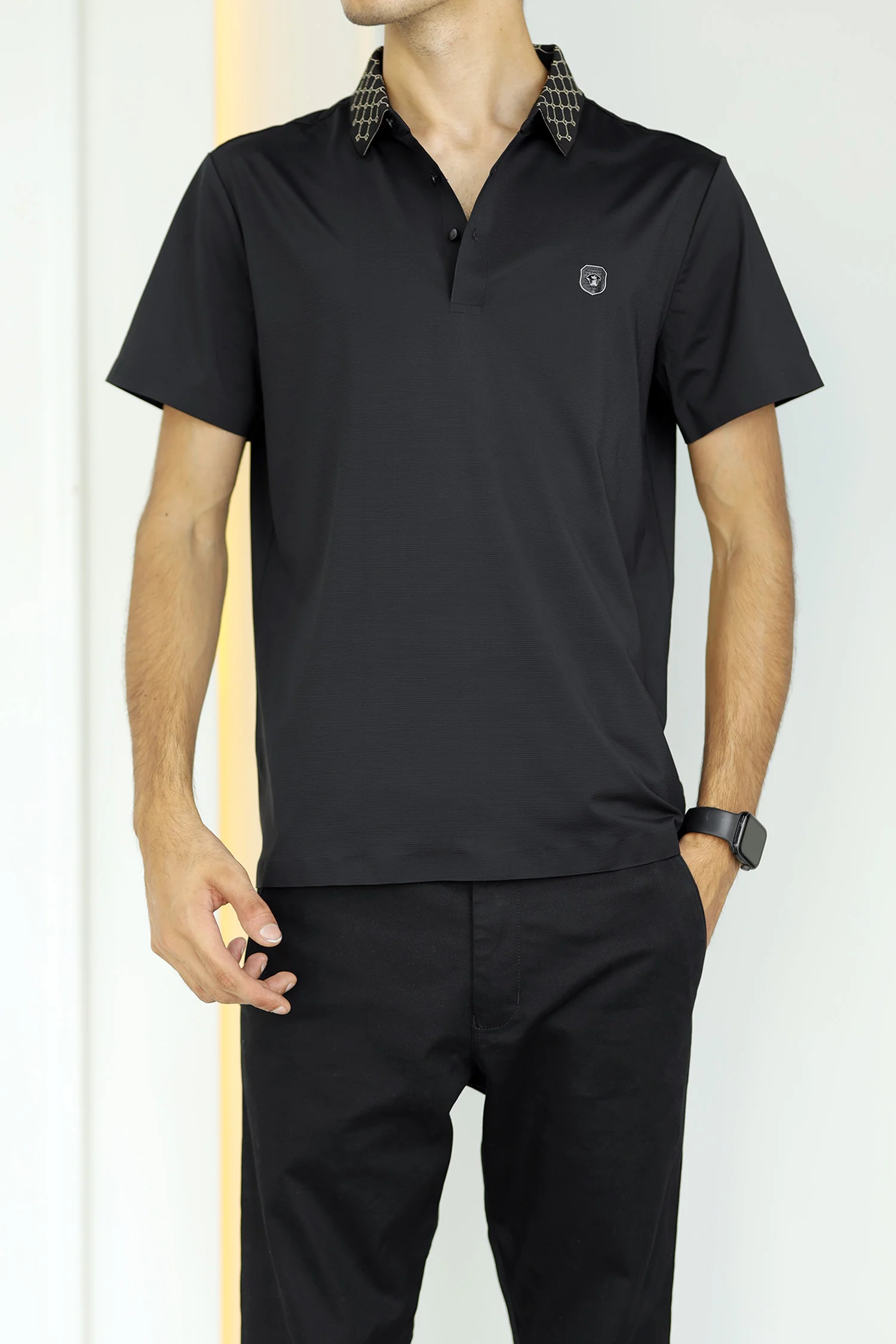 Turbo Diamond Motif Collar Stitchless Men's Polo Shirt - Image 9