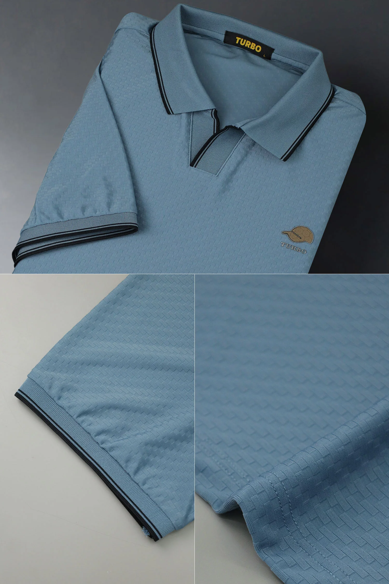 Turbo Distinctive V-Neck Collar Polo T-Shirt - Image 4