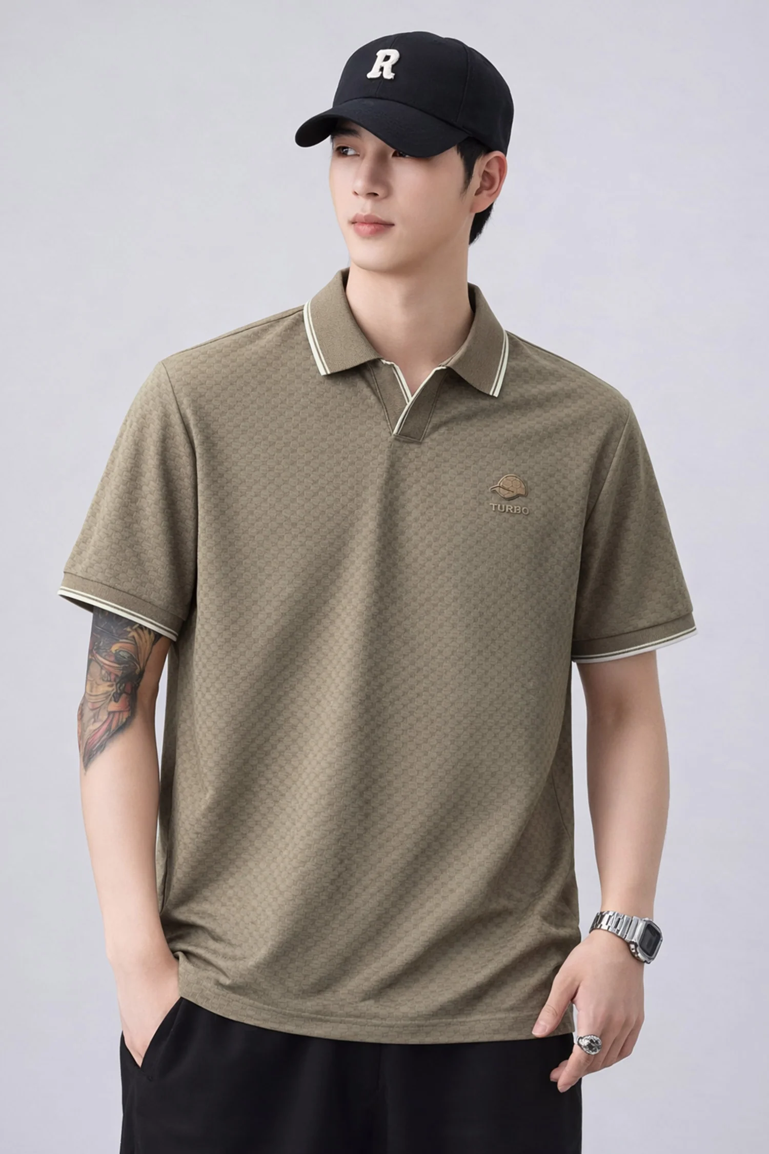 Turbo Distinctive V-Neck Collar Polo T-Shirt - Image 5