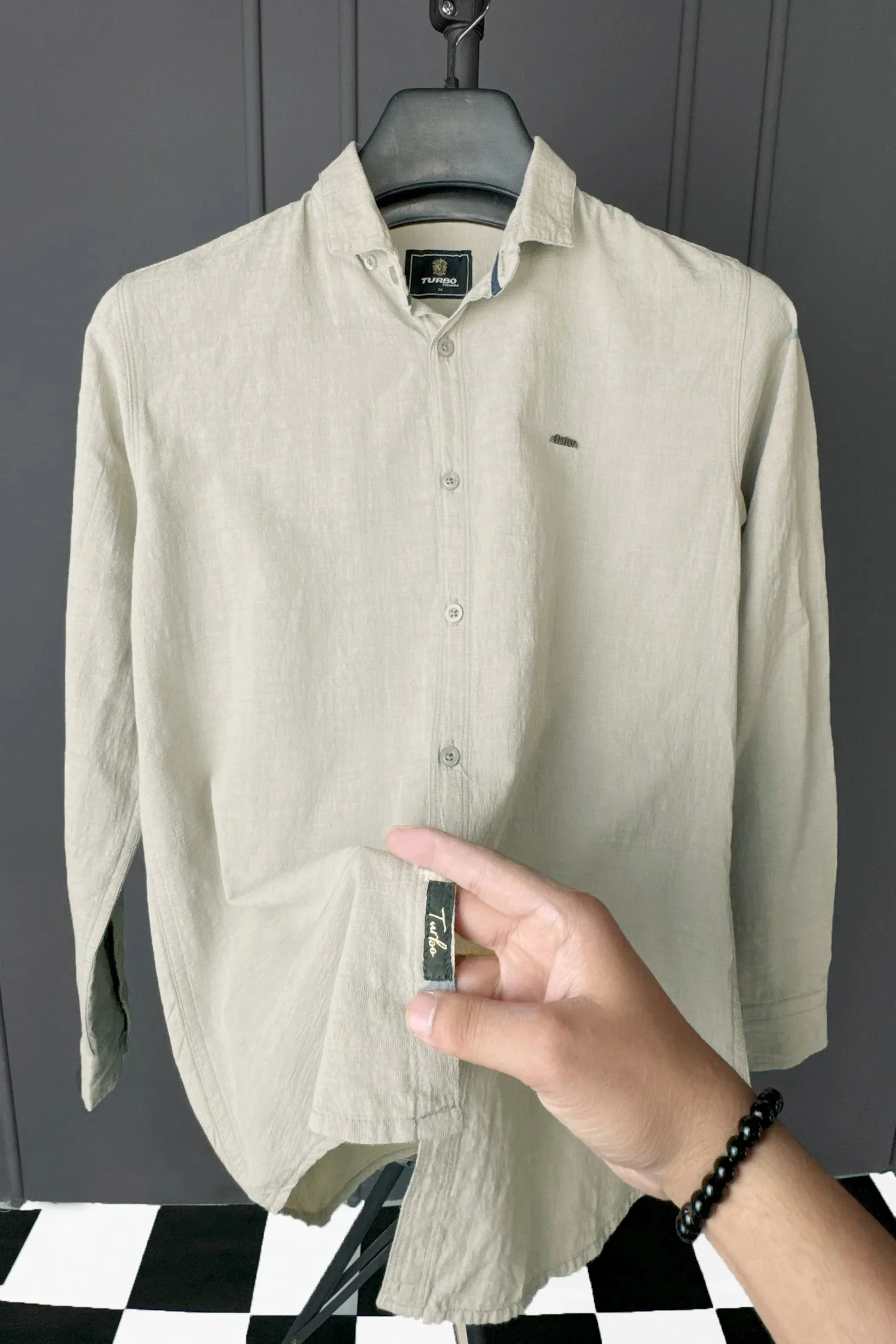Turbo Dobby Textured Long Sleeve Cotton Casual Shirt - Image 2