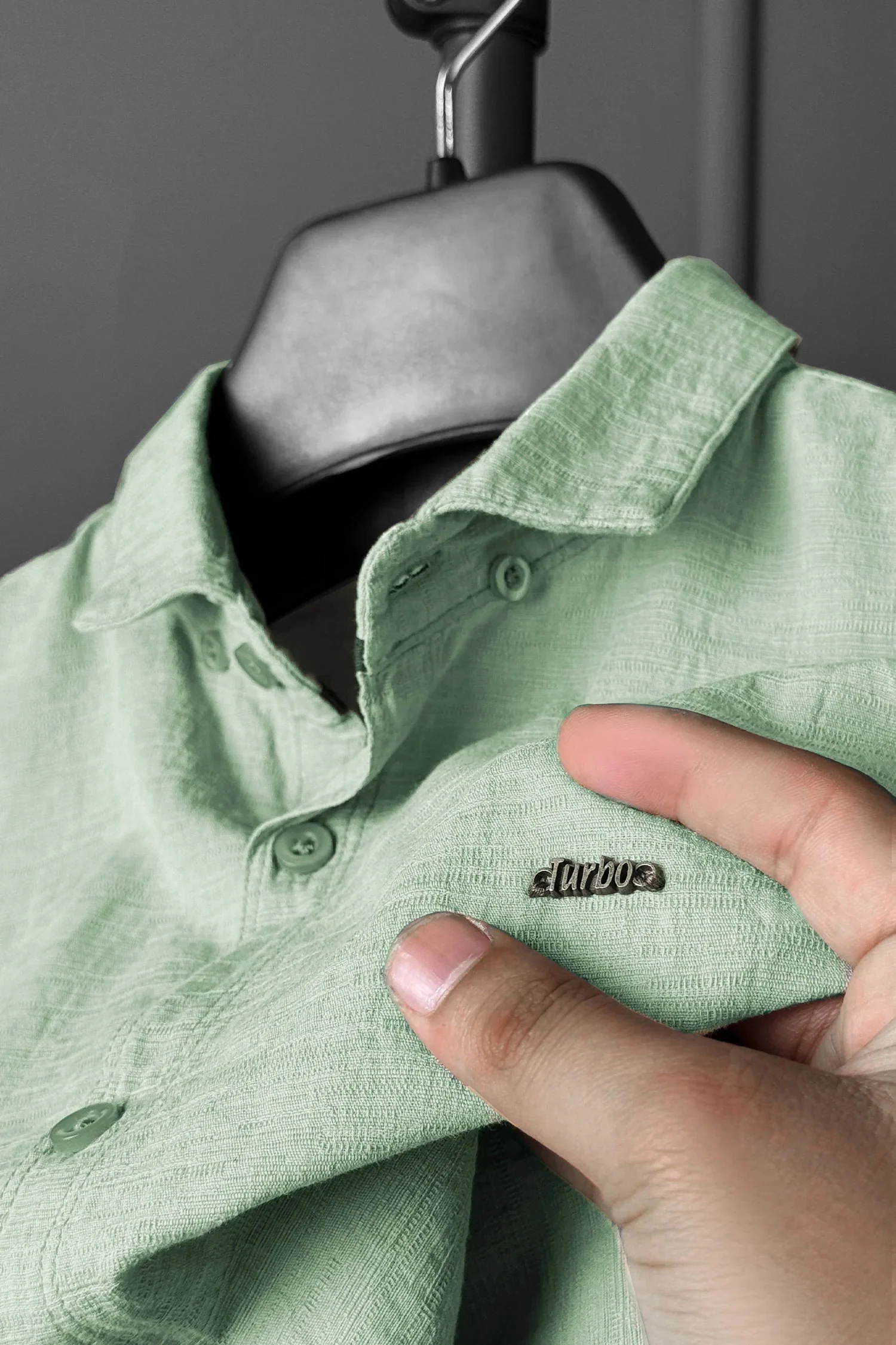 Turbo Dobby Textured Long Sleeve Cotton Casual Shirt - Image 5
