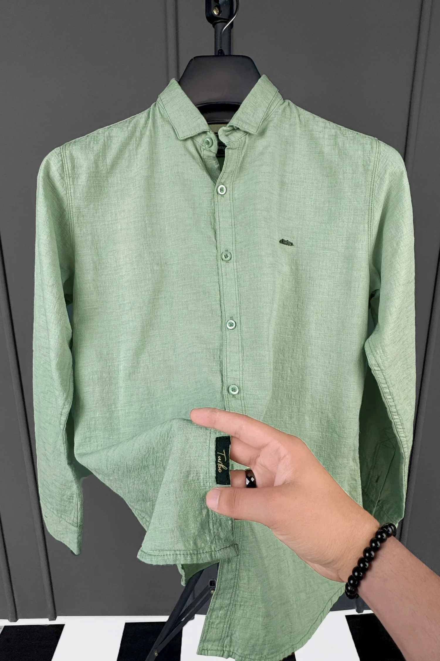 Turbo Dobby Textured Long Sleeve Cotton Casual Shirt - Image 6