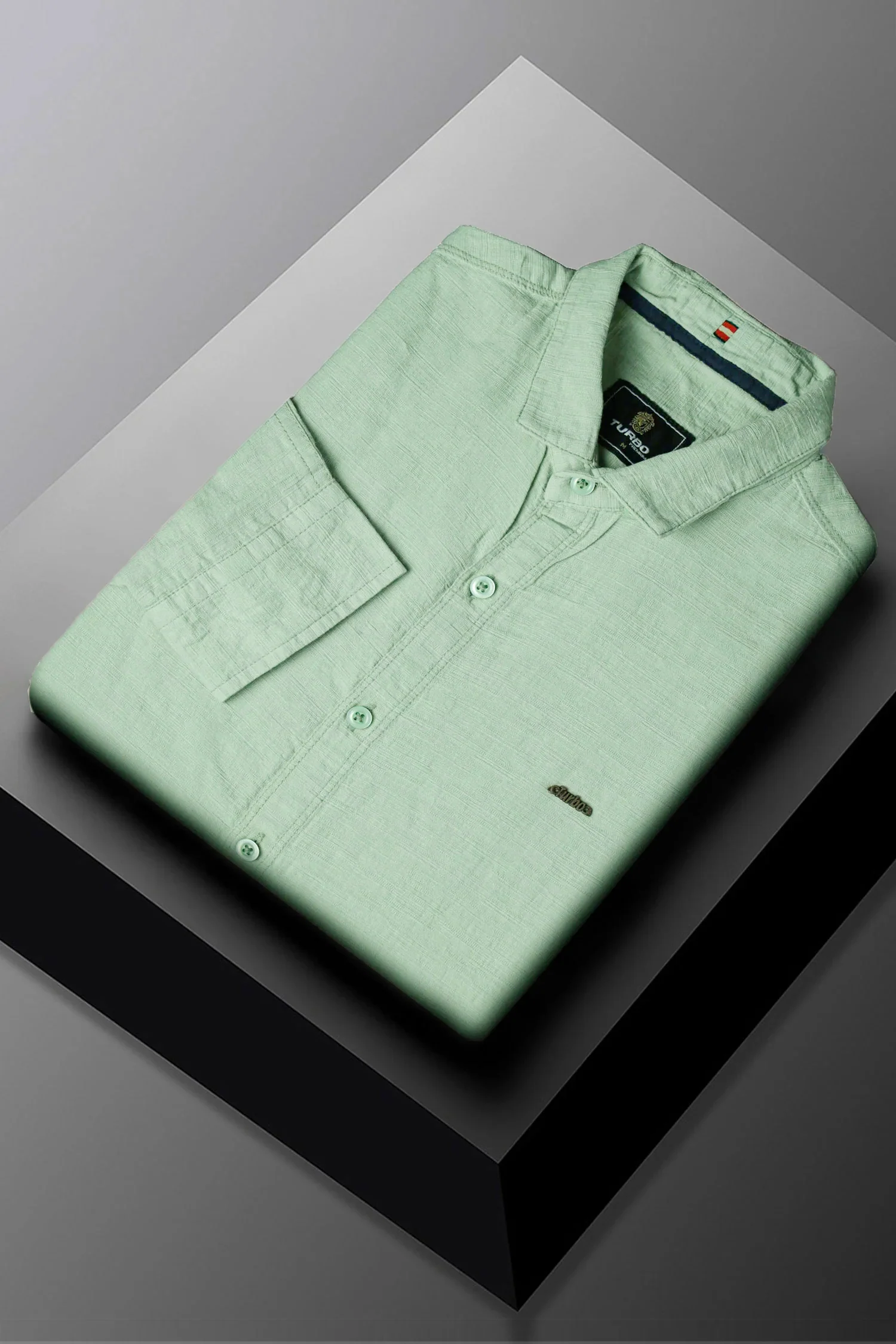 Turbo Dobby Textured Long Sleeve Cotton Casual Shirt - Image 7