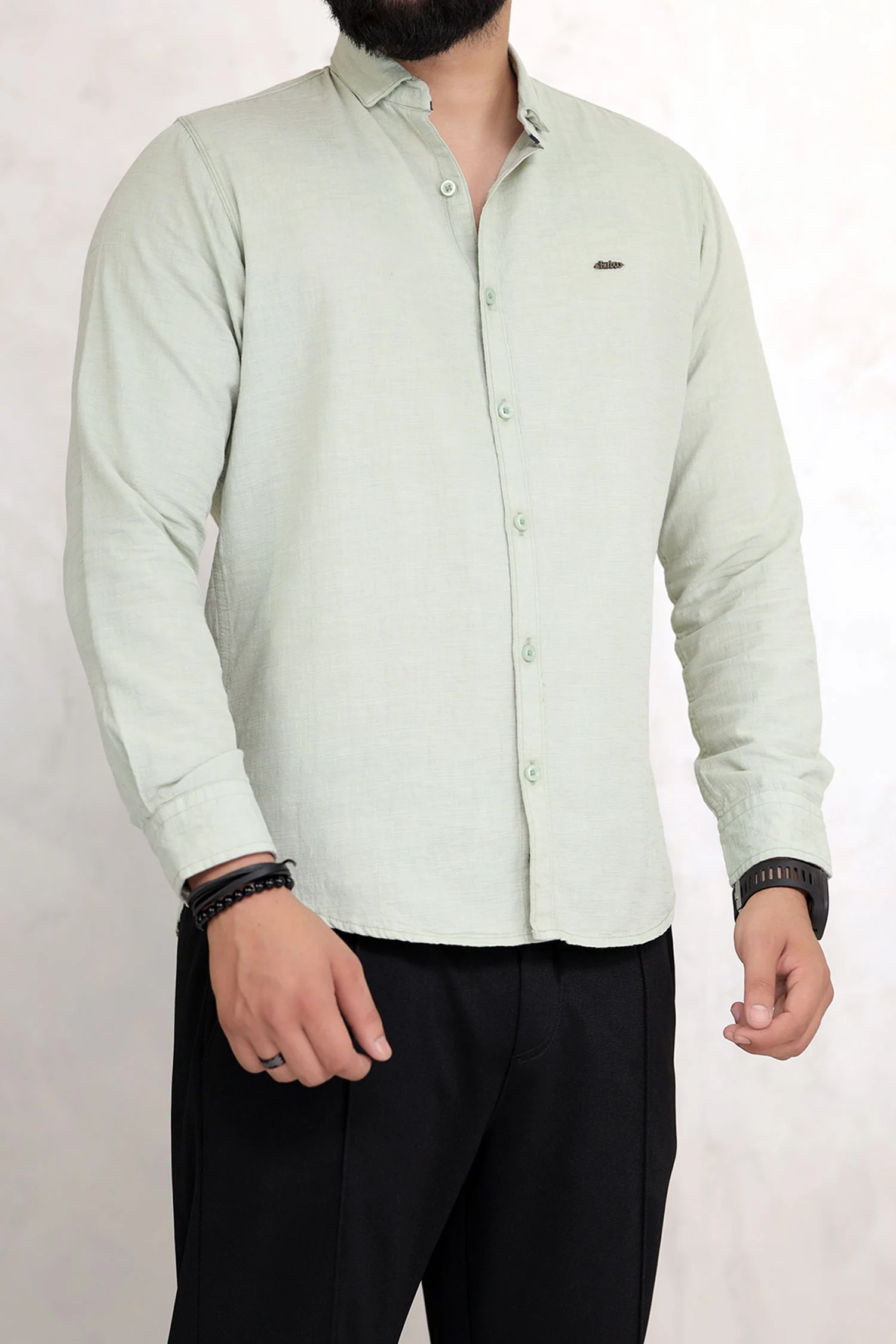 Turbo Dobby Textured Long Sleeve Cotton Casual Shirt - Image 7
