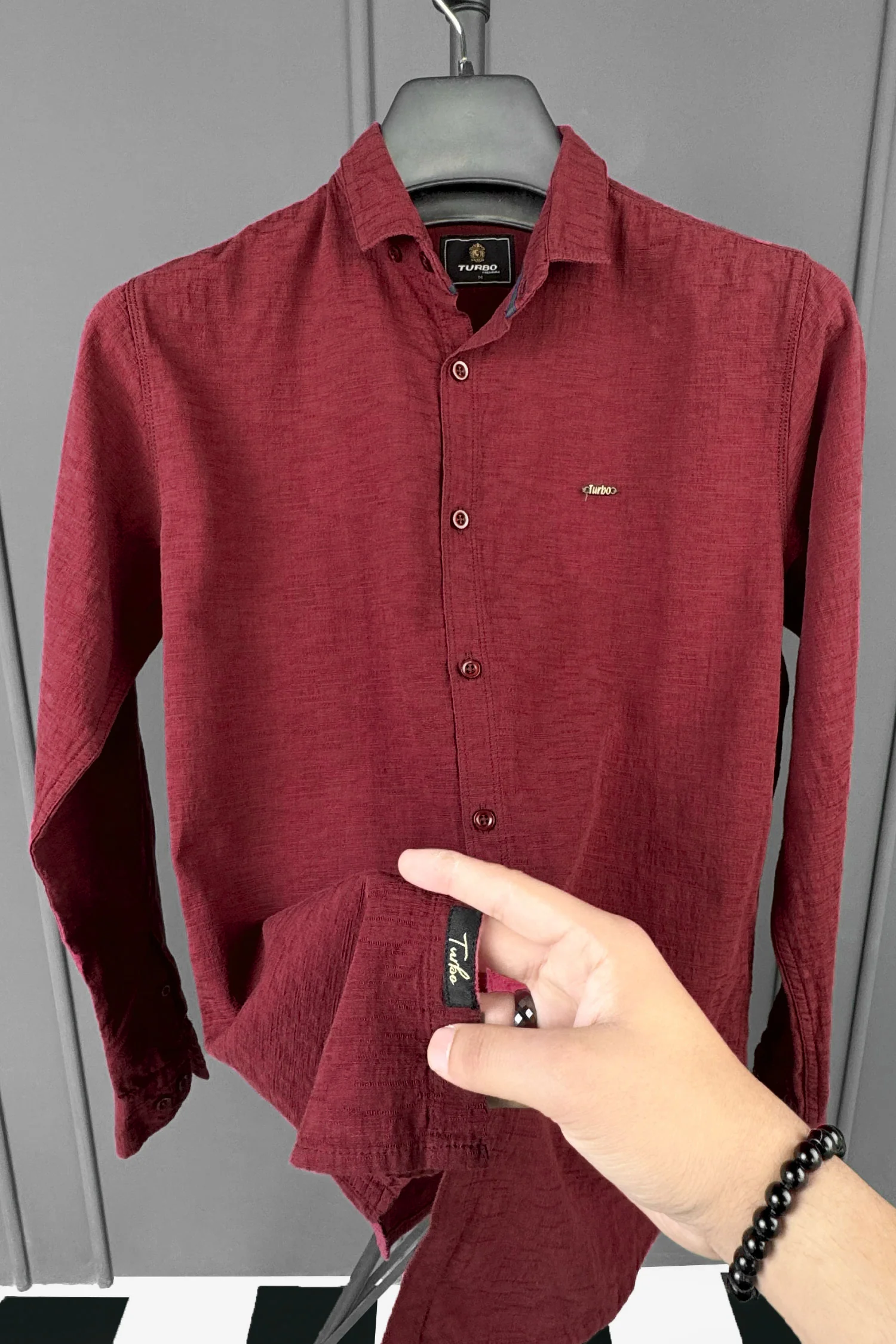 Turbo Dobby Textured Long Sleeve Cotton Casual Shirt - Image 16