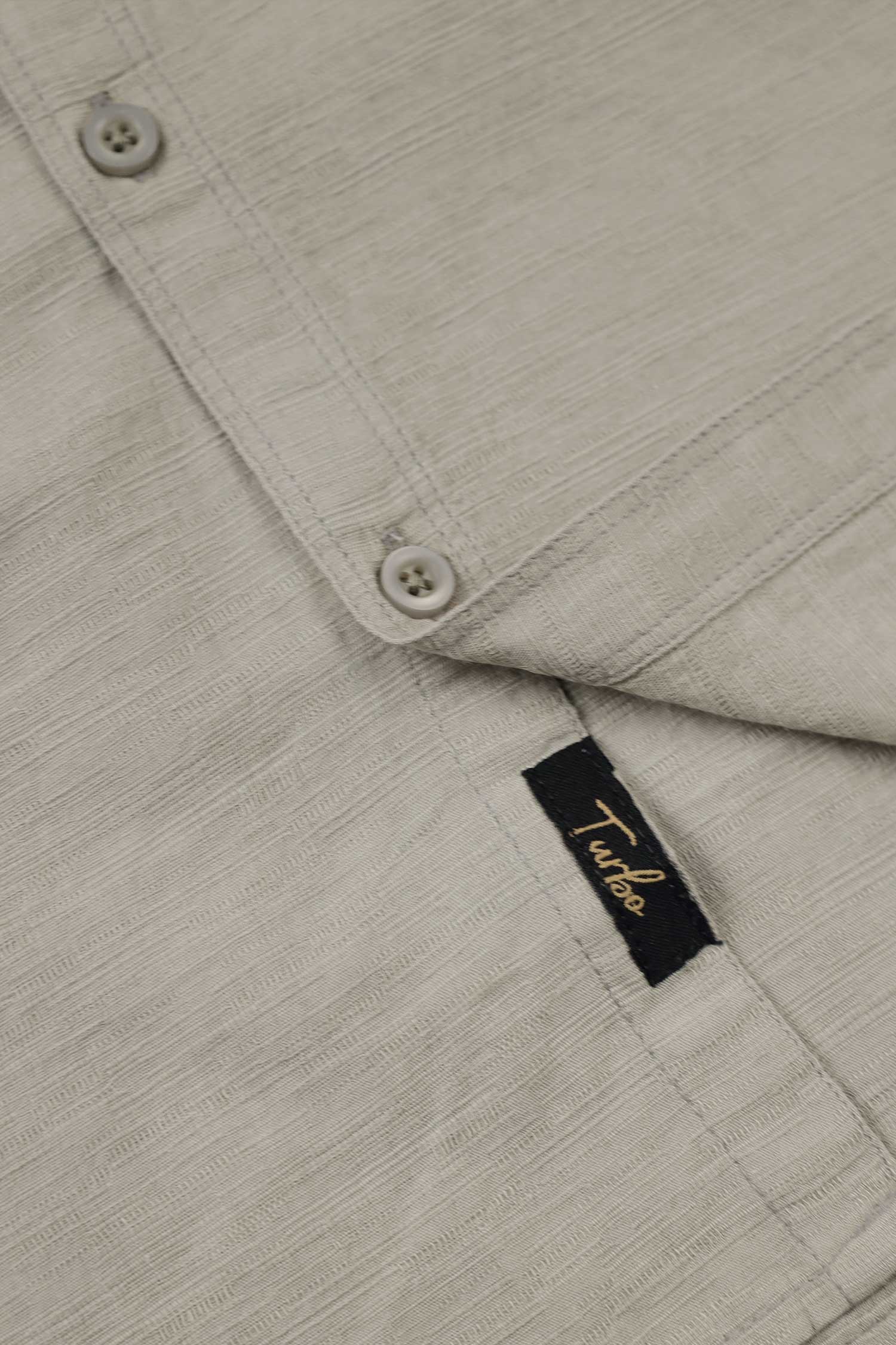 Turbo Dobby Textured Long Sleeve Cotton Casual Shirt In Slate Grey - Image 3