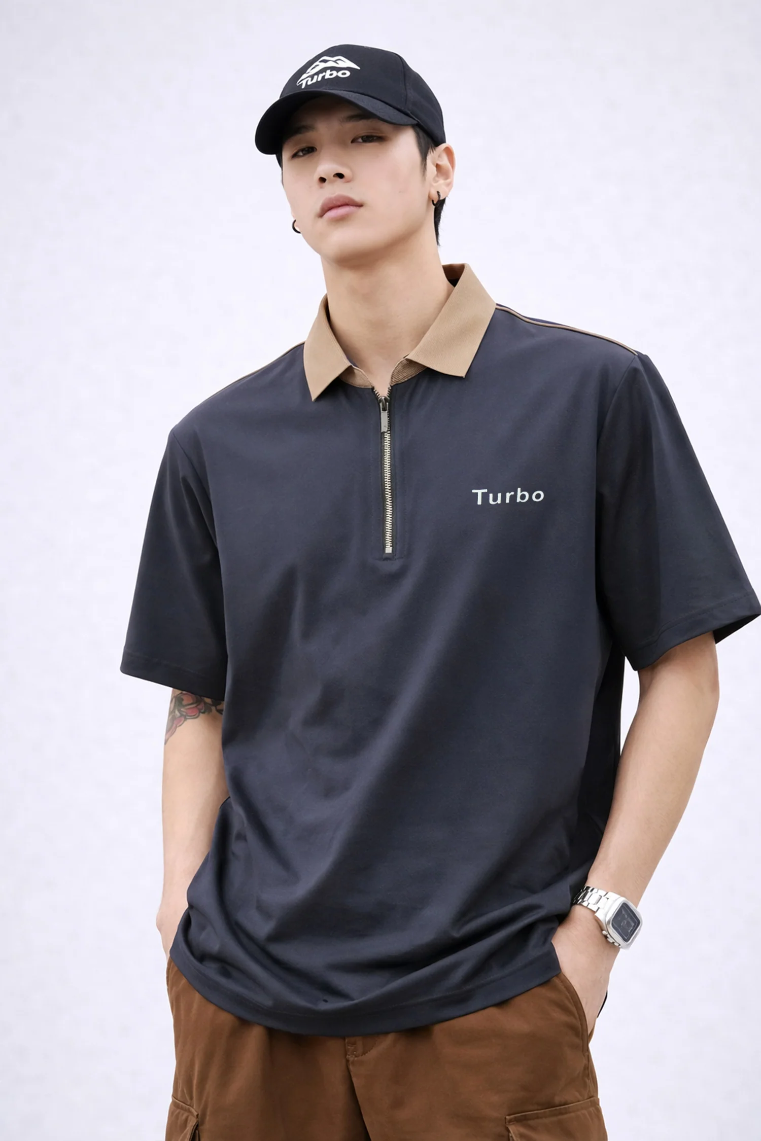 Turbo Dubilo Zipper Imp Silk Polo Shirt