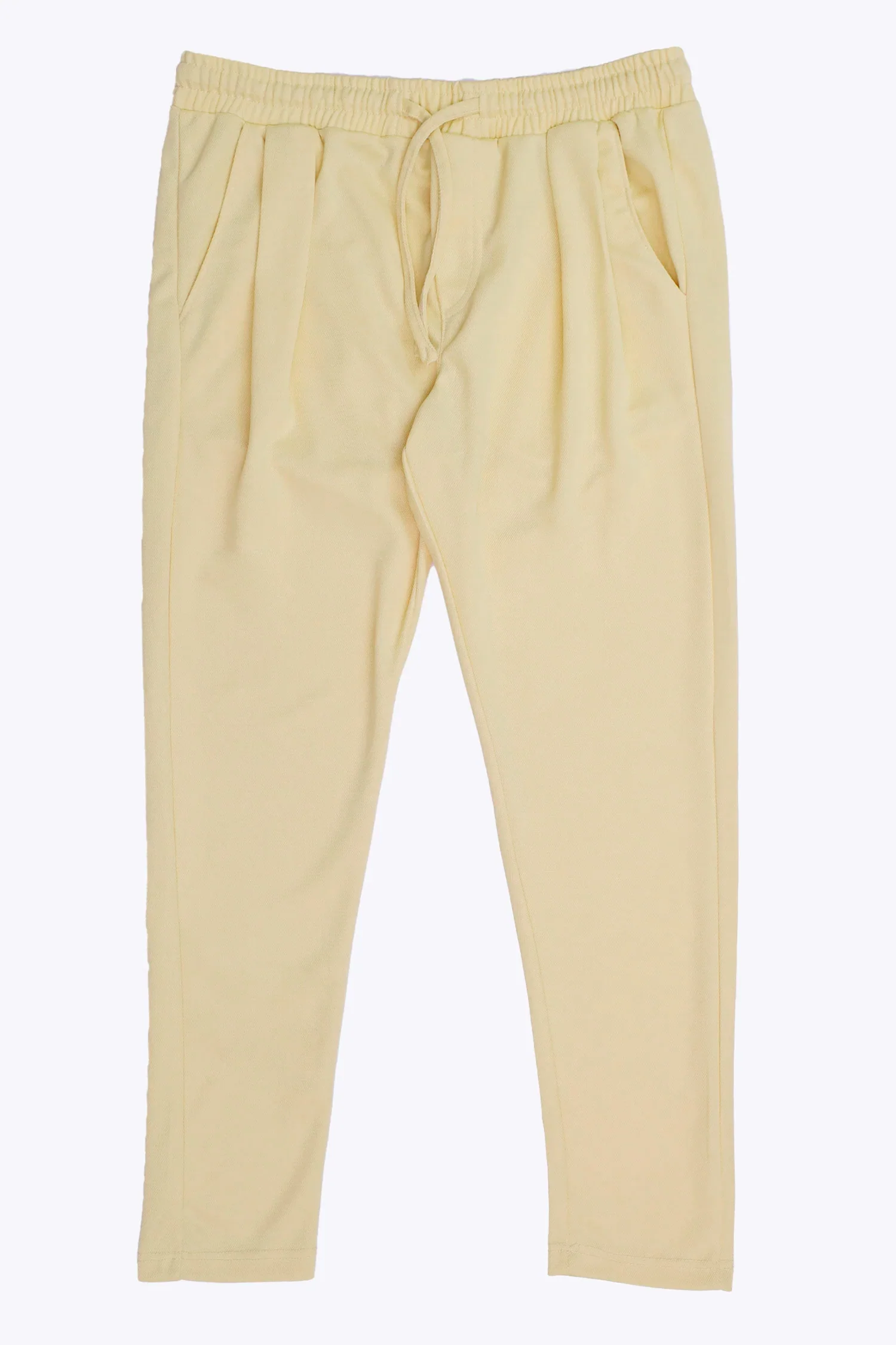 Turbo Elastic Classic Pleated Slimfit Trouser In Light Lemon - Image 3