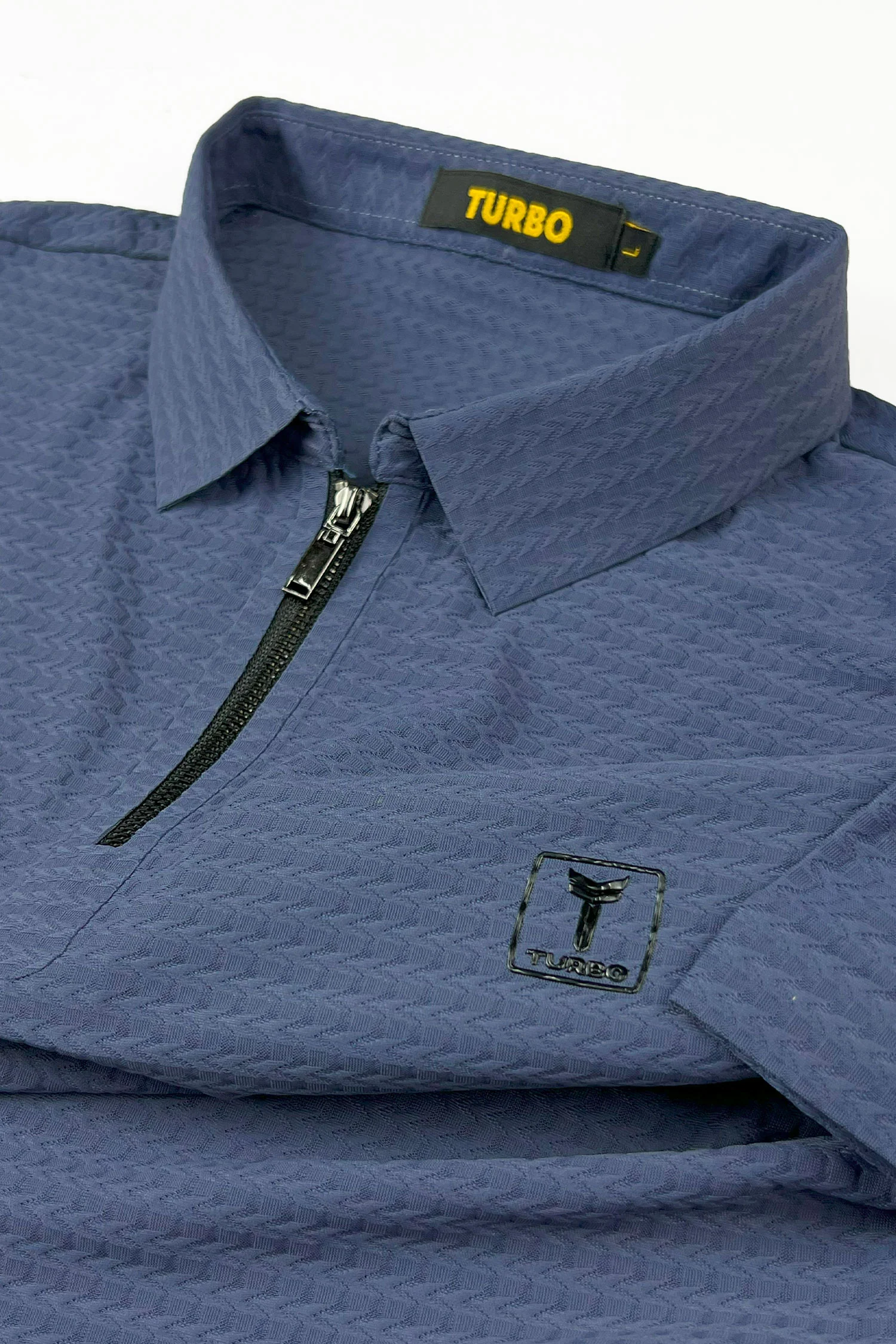 Turbo Elite Weave Textured Zipper Men's Polo Shirt