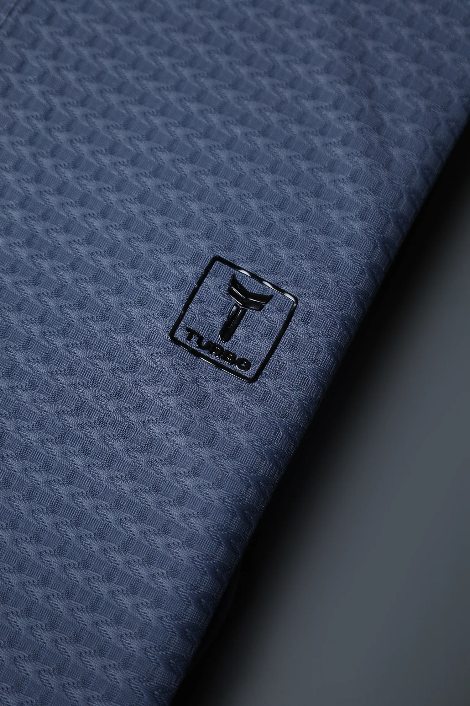 Turbo Elite Weave Textured Zipper Men's Polo Shirt In Light Blue - Image 3