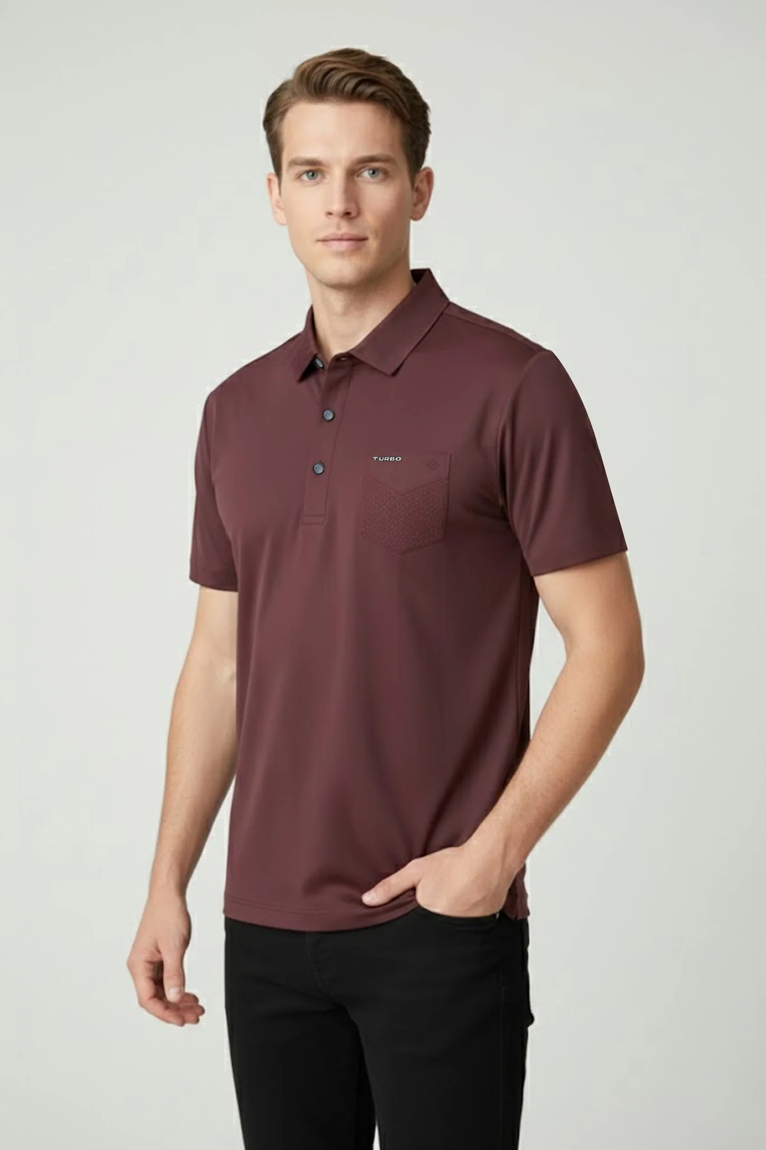 Turbo Embossed Pocket Motif Men's Polo Shirt - Image 5