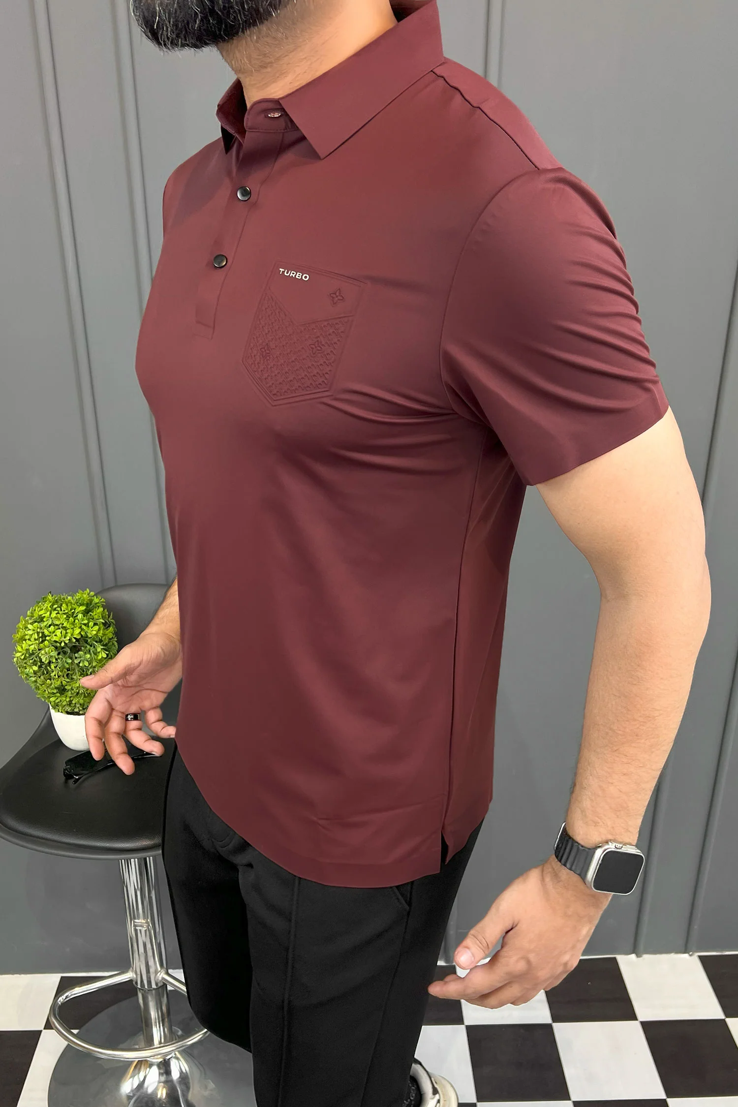 Turbo Embossed Pocket Motif Men's Polo Shirt - Image 4