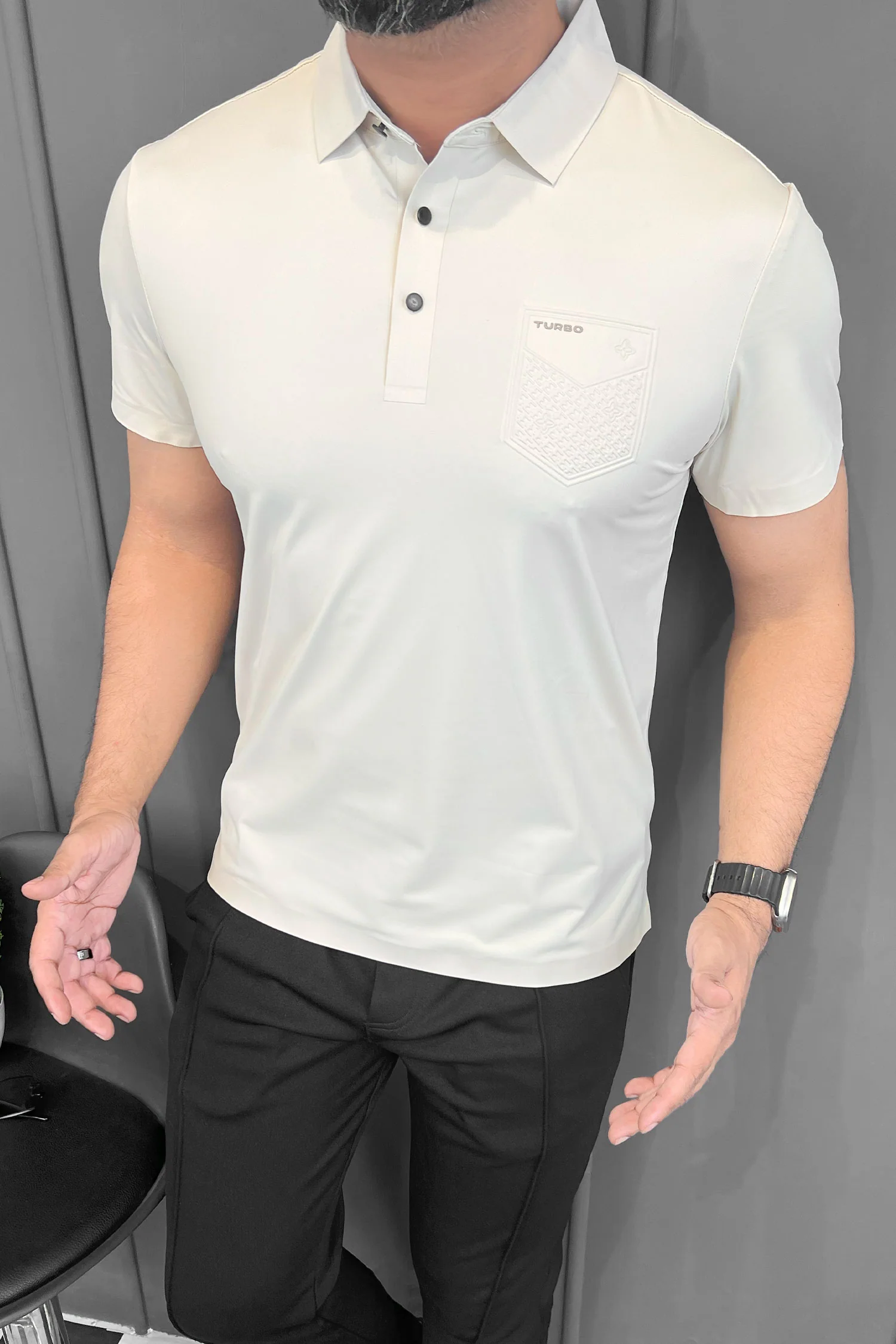 Turbo Embossed Pocket Motif Men's Polo Shirt - Image 5