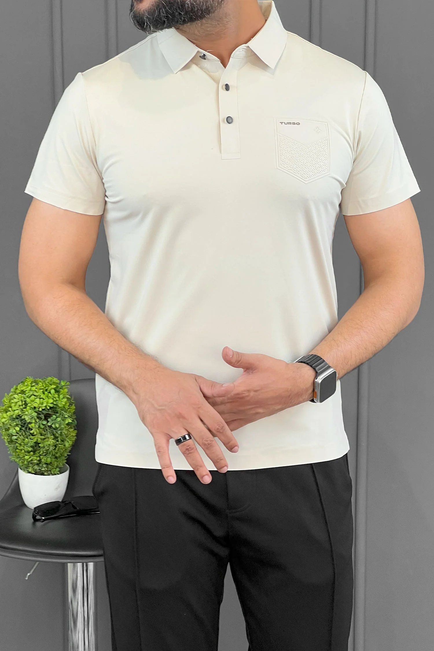 Turbo Embossed Pocket Motif Men's Polo Shirt - Image 6