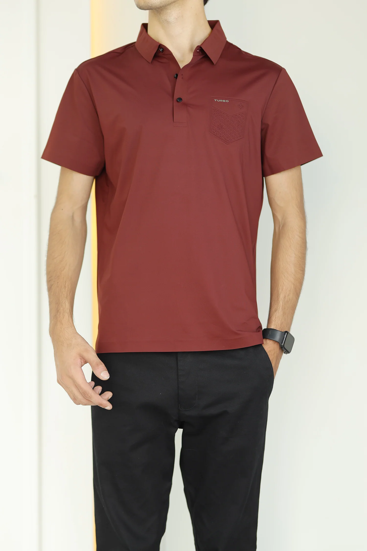 Turbo Embossed Pocket Motif Men's Polo Shirt