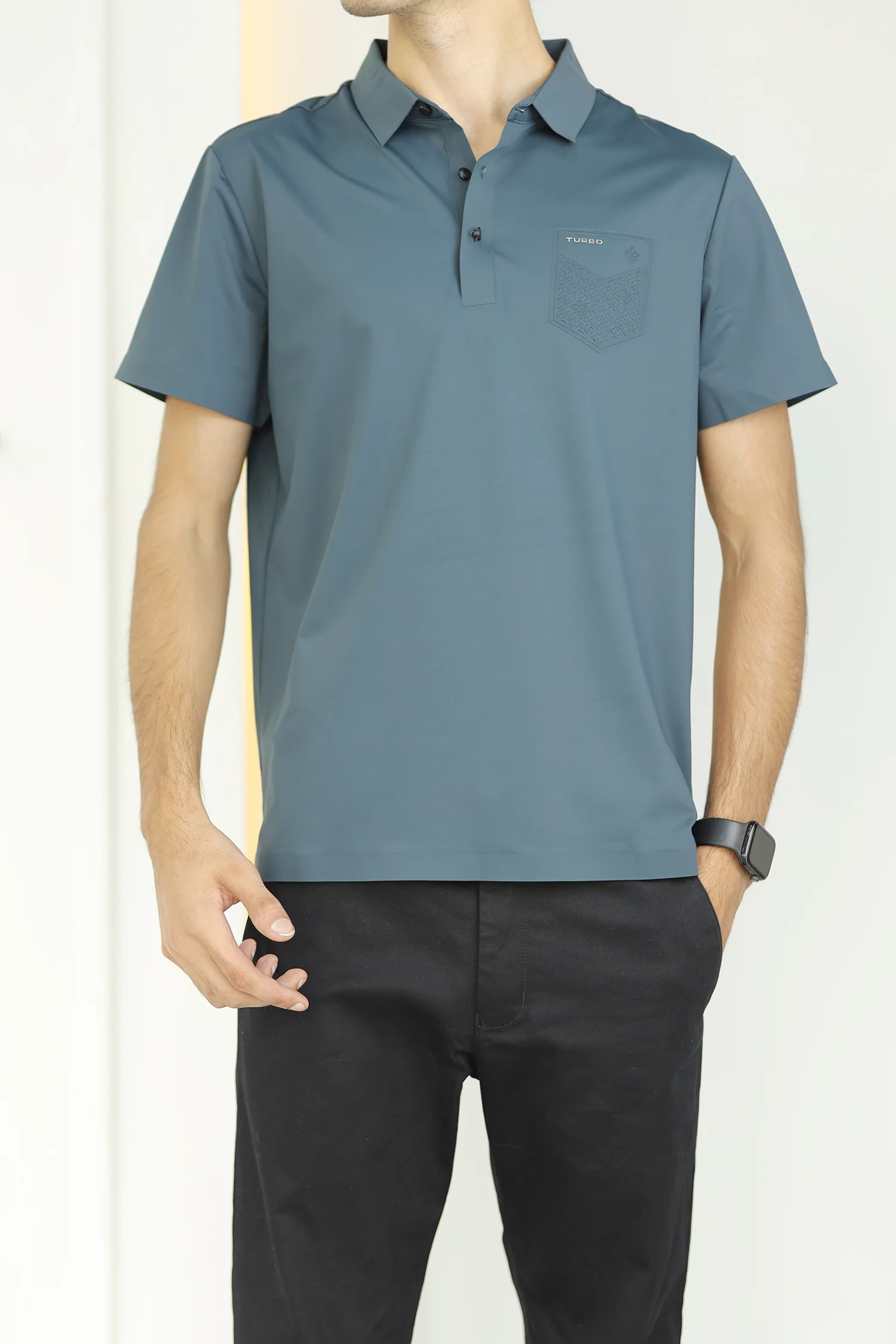 Turbo Embossed Pocket Motif Men's Polo Shirt - Image 10