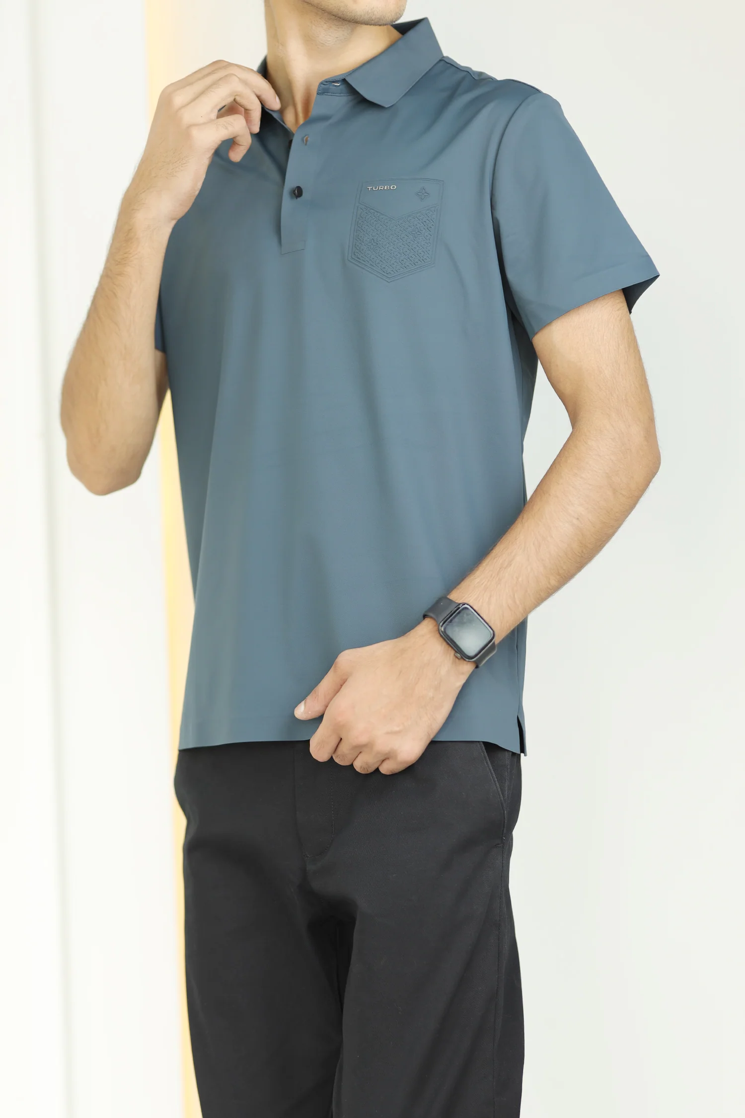 Turbo Embossed Pocket Motif Men's Polo Shirt - Image 11