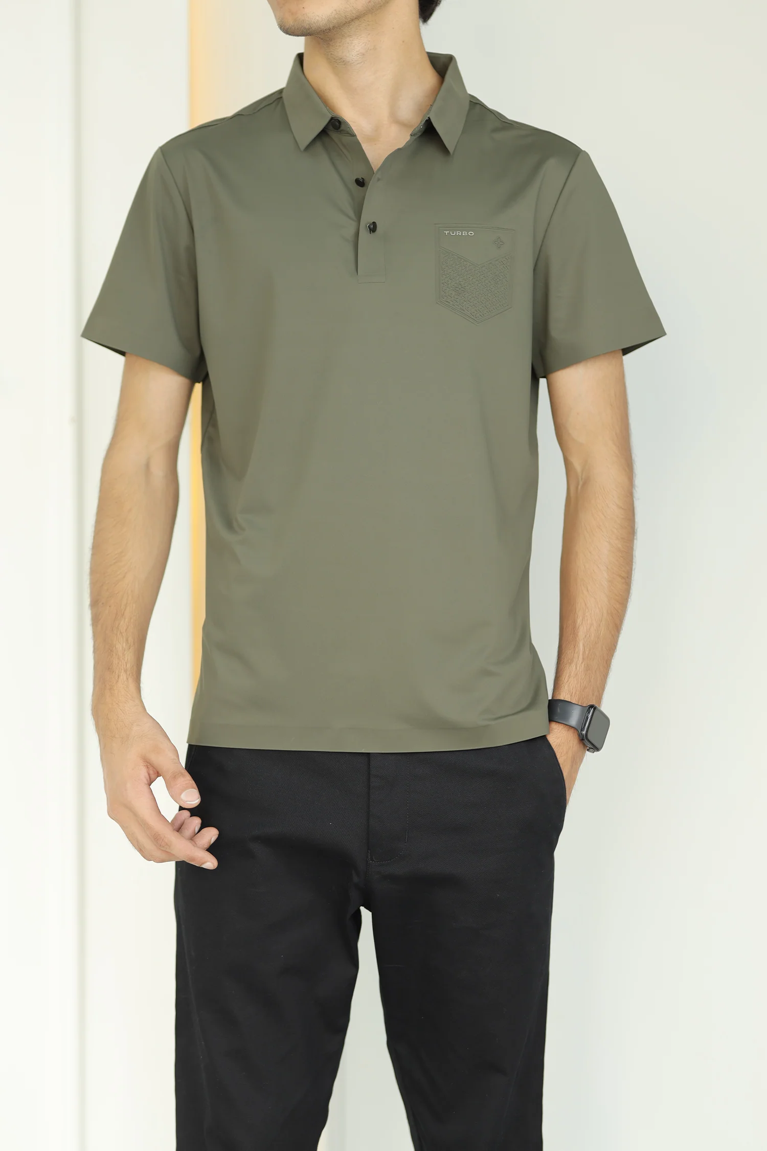 Turbo Embossed Pocket Motif Men's Polo Shirt - Image 7