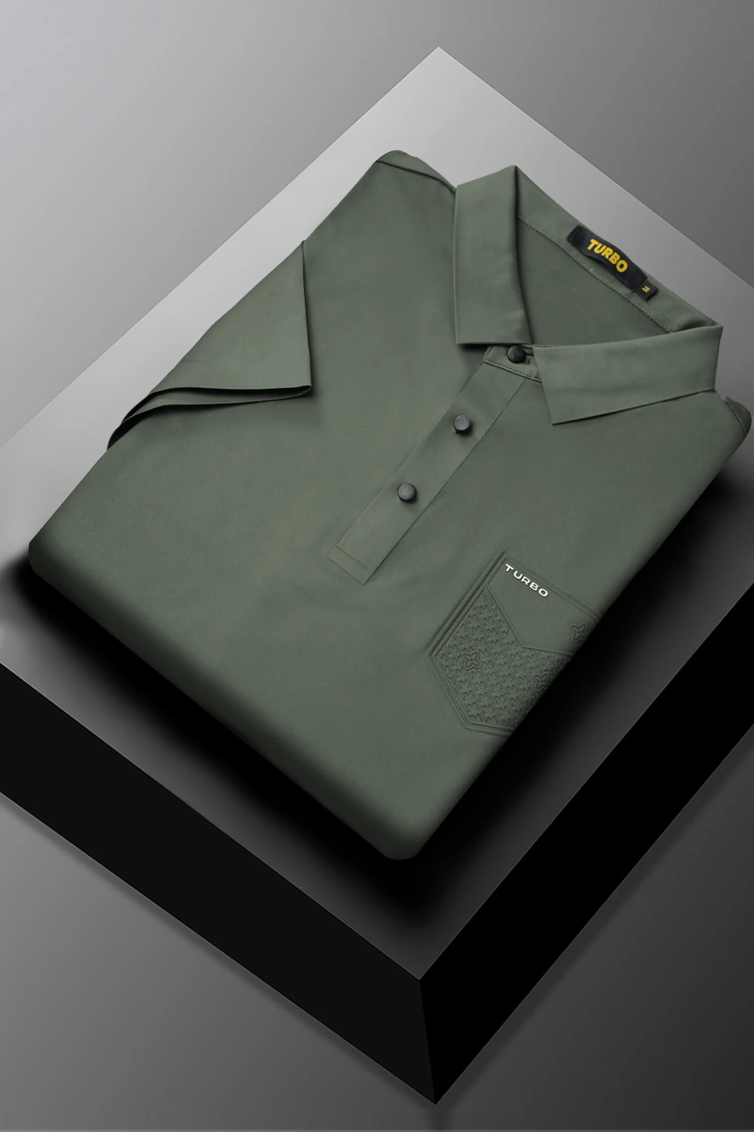 Turbo Embossed Pocket Motif Men's Polo Shirt - Image 8