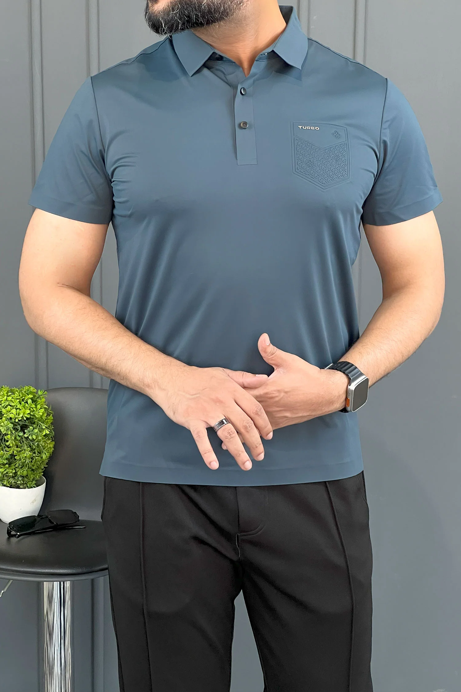 Turbo Embossed Pocket Motif Men's Polo Shirt - Image 15
