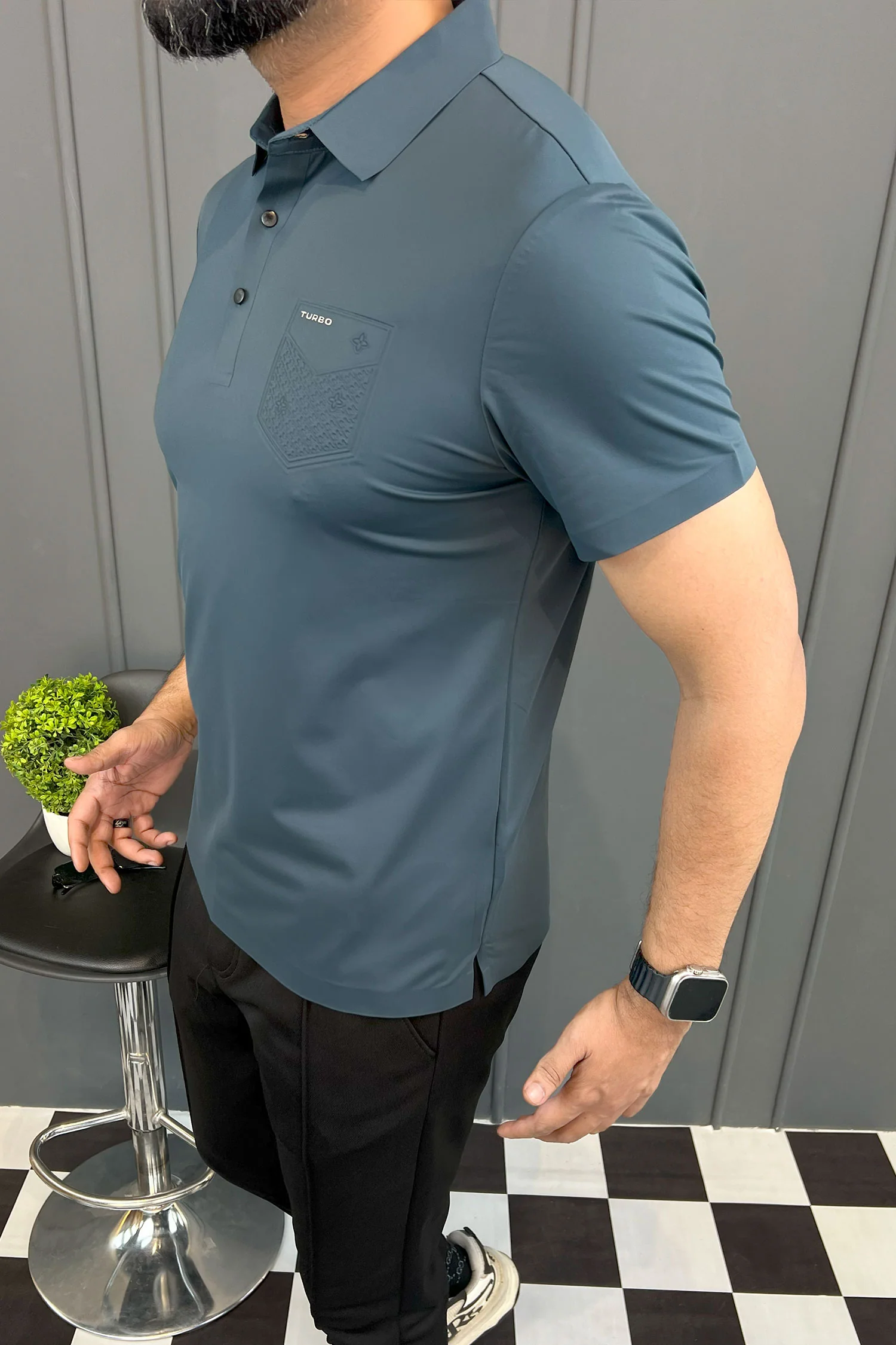 Turbo Embossed Pocket Motif Men's Polo Shirt - Image 17