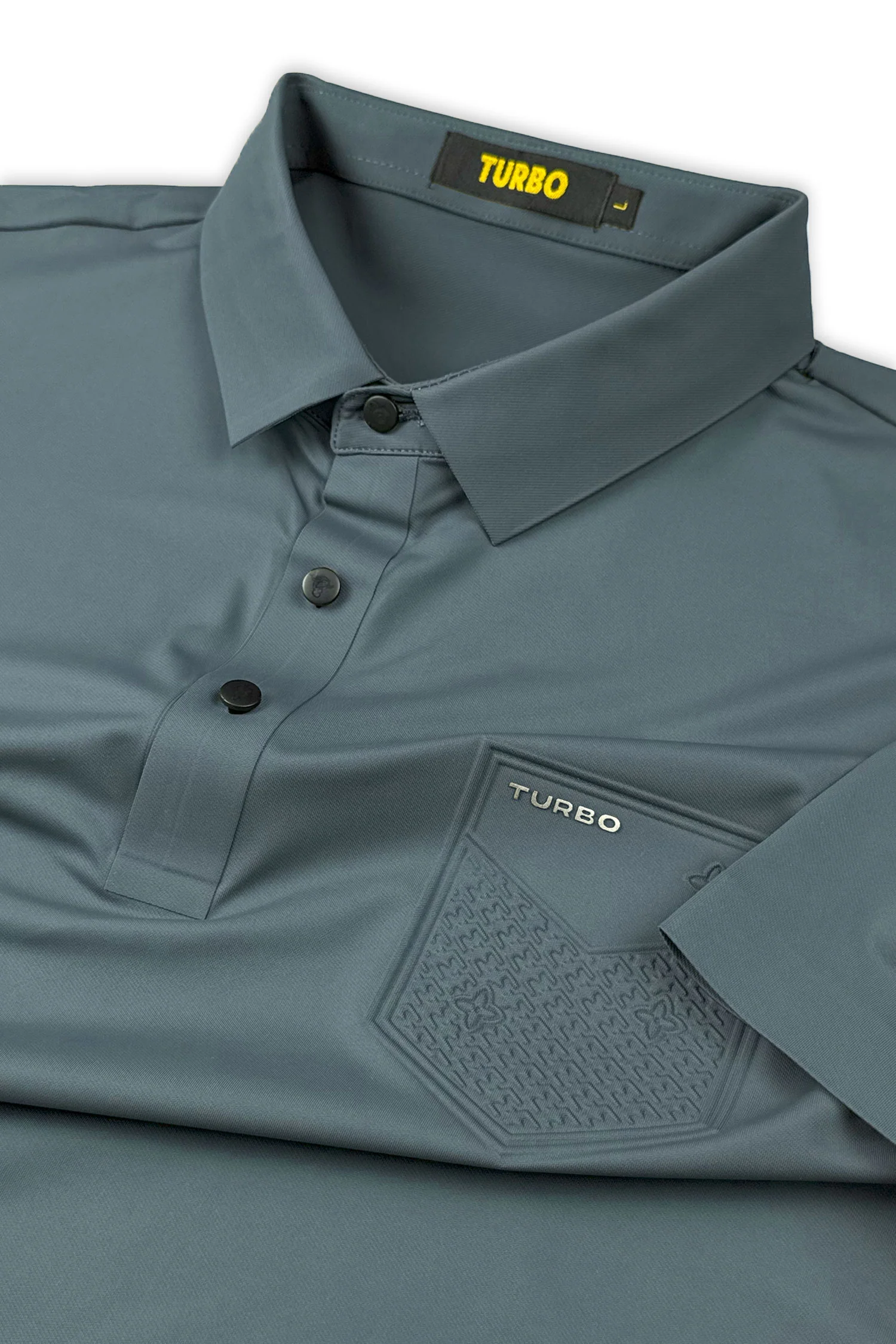 Turbo Embossed Pocket Motif Men's Polo Shirt In Zink