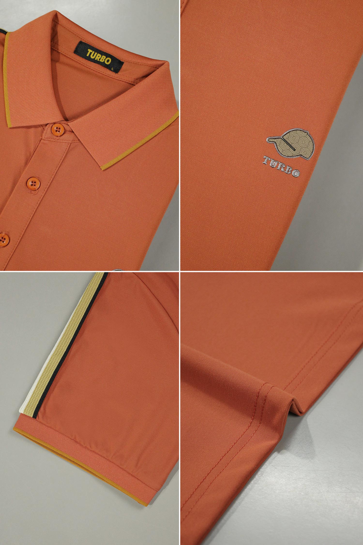 Turbo Emerald Edge Men's Polo Shirt In Orange - Image 4