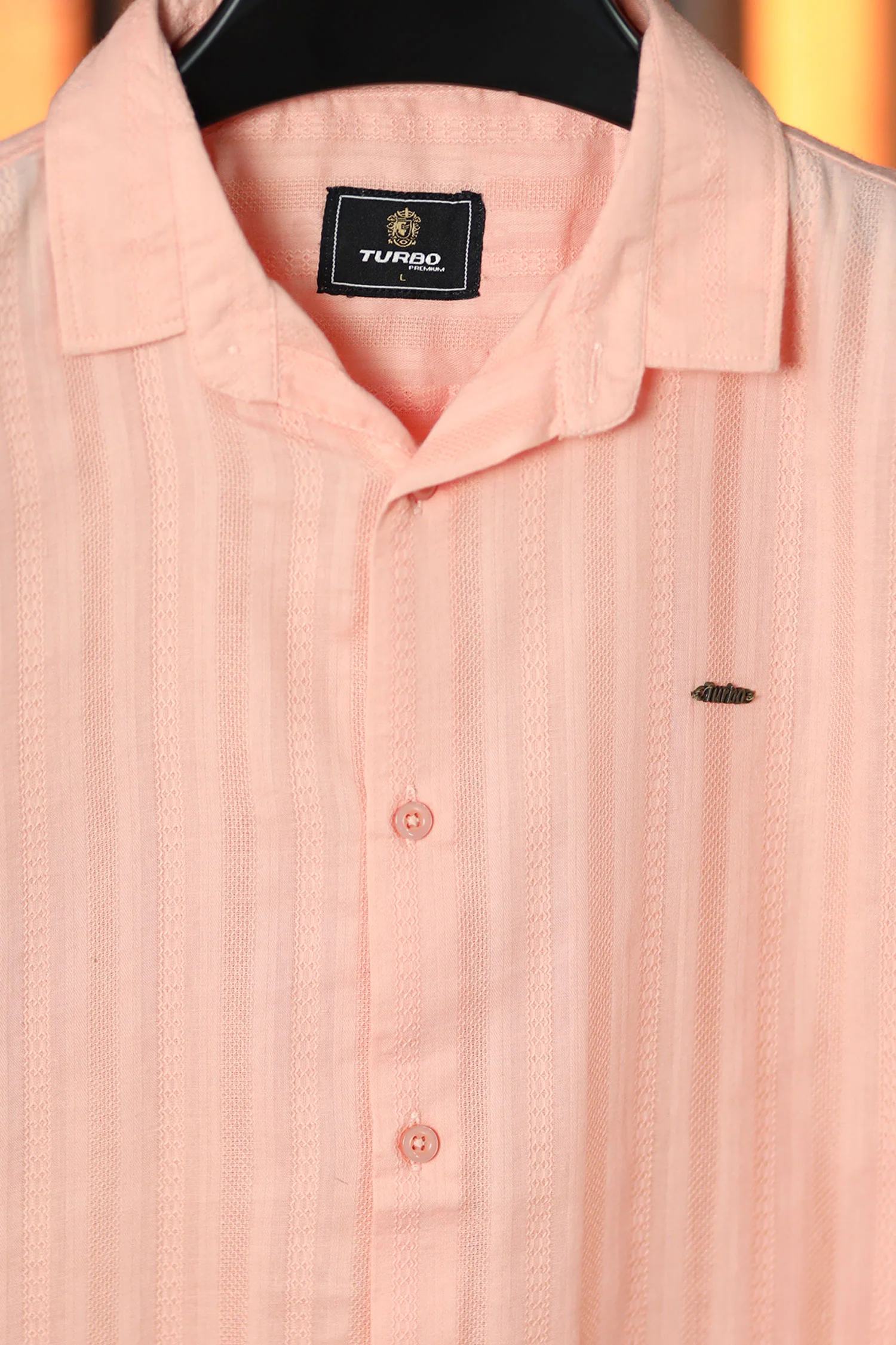 Turbo Endless Cool Embossed Casual Shirt In Baby Pink - Image 2