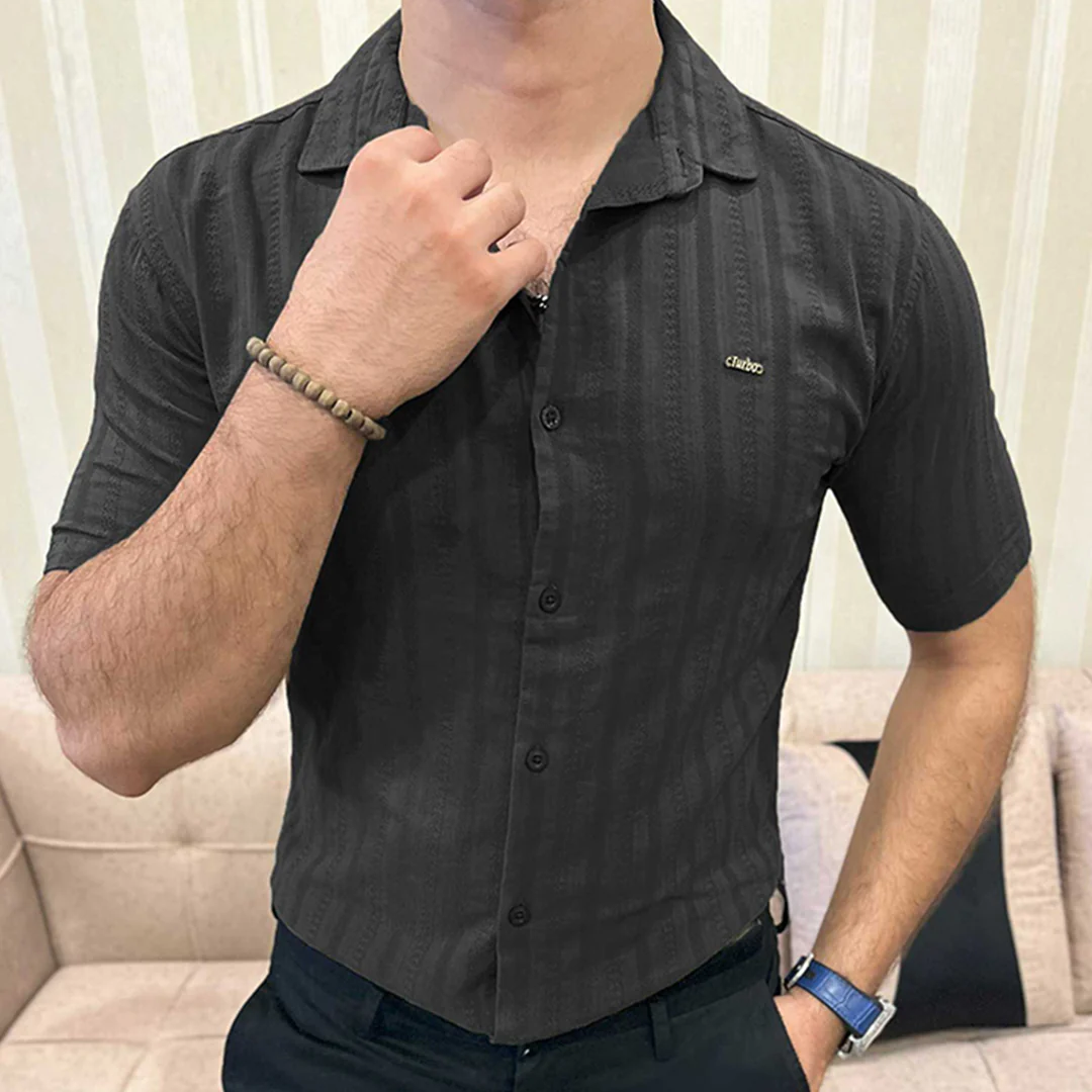 Turbo Endless Cool Embossed Casual Shirt In Black - Image 2