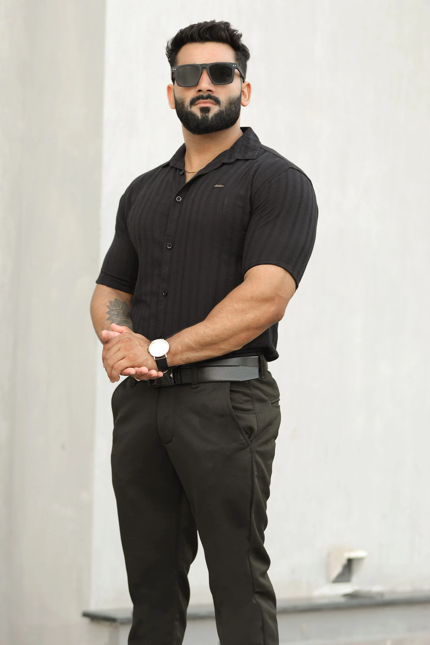 Turbo Endless Cool Embossed Casual Shirt In Black - Image 4