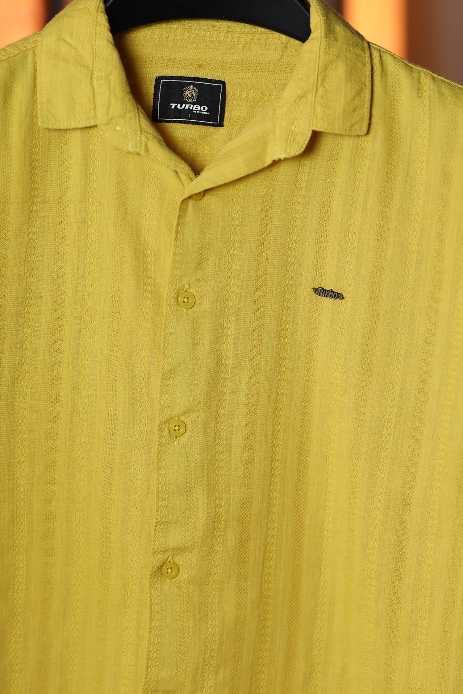 Turbo Endless Cool Embossed Casual Shirt In Mustard - Image 2
