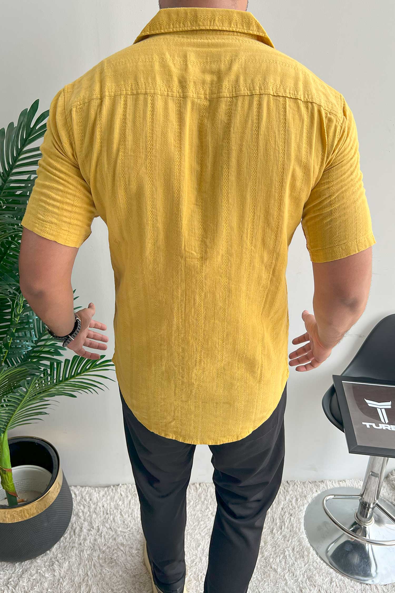 Turbo Endless Cool Embossed Casual Shirt In Mustard - Image 4