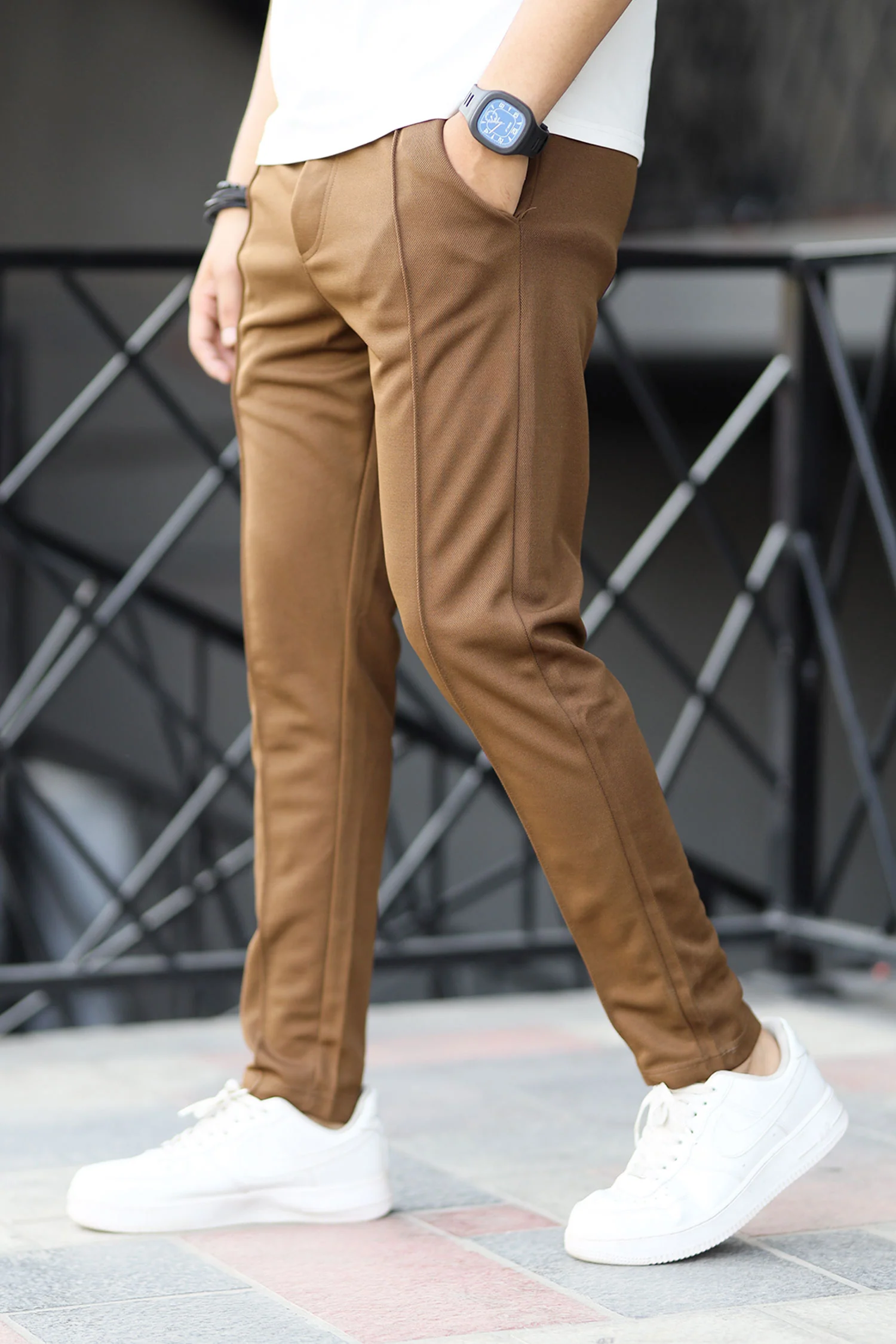 Turbo Fashion Smart Slim Fit Trouser in Dark Brown - Image 4