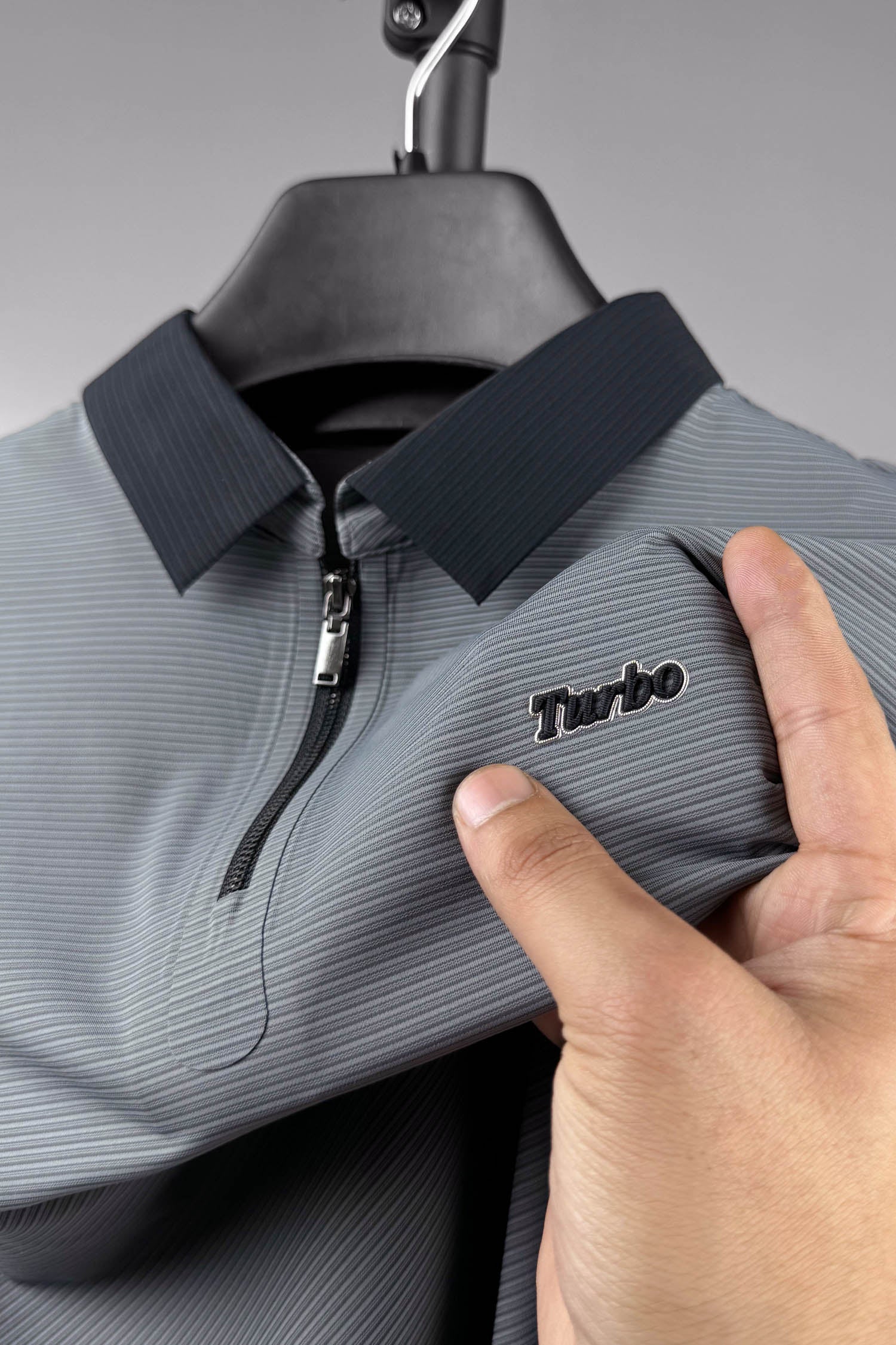 Turbo Fashion Transmission Zip Collar Men's Polo Shirt - Image 11