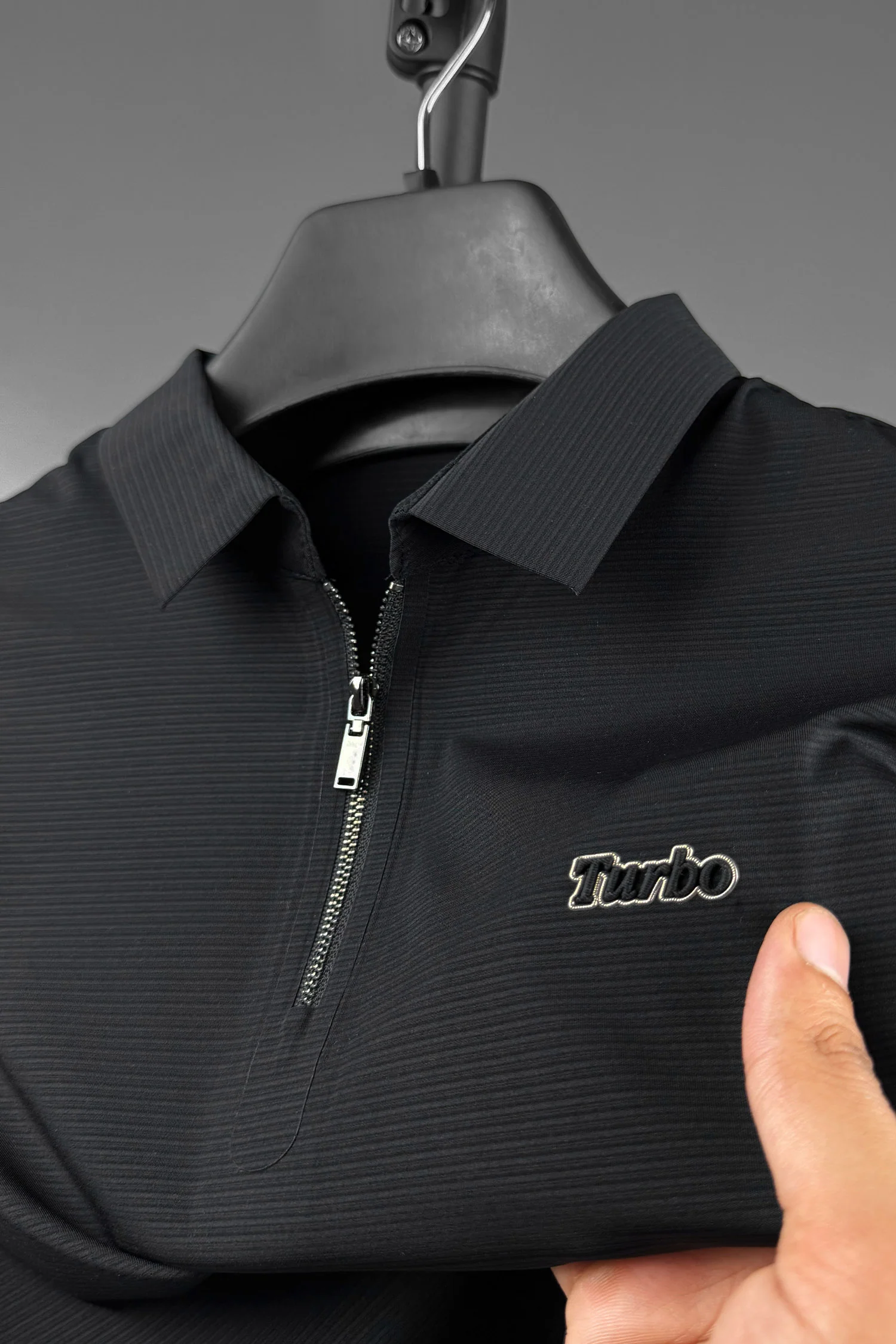 Turbo Fashion Transmission Zip Collar Men's Polo Shirt - Image 2