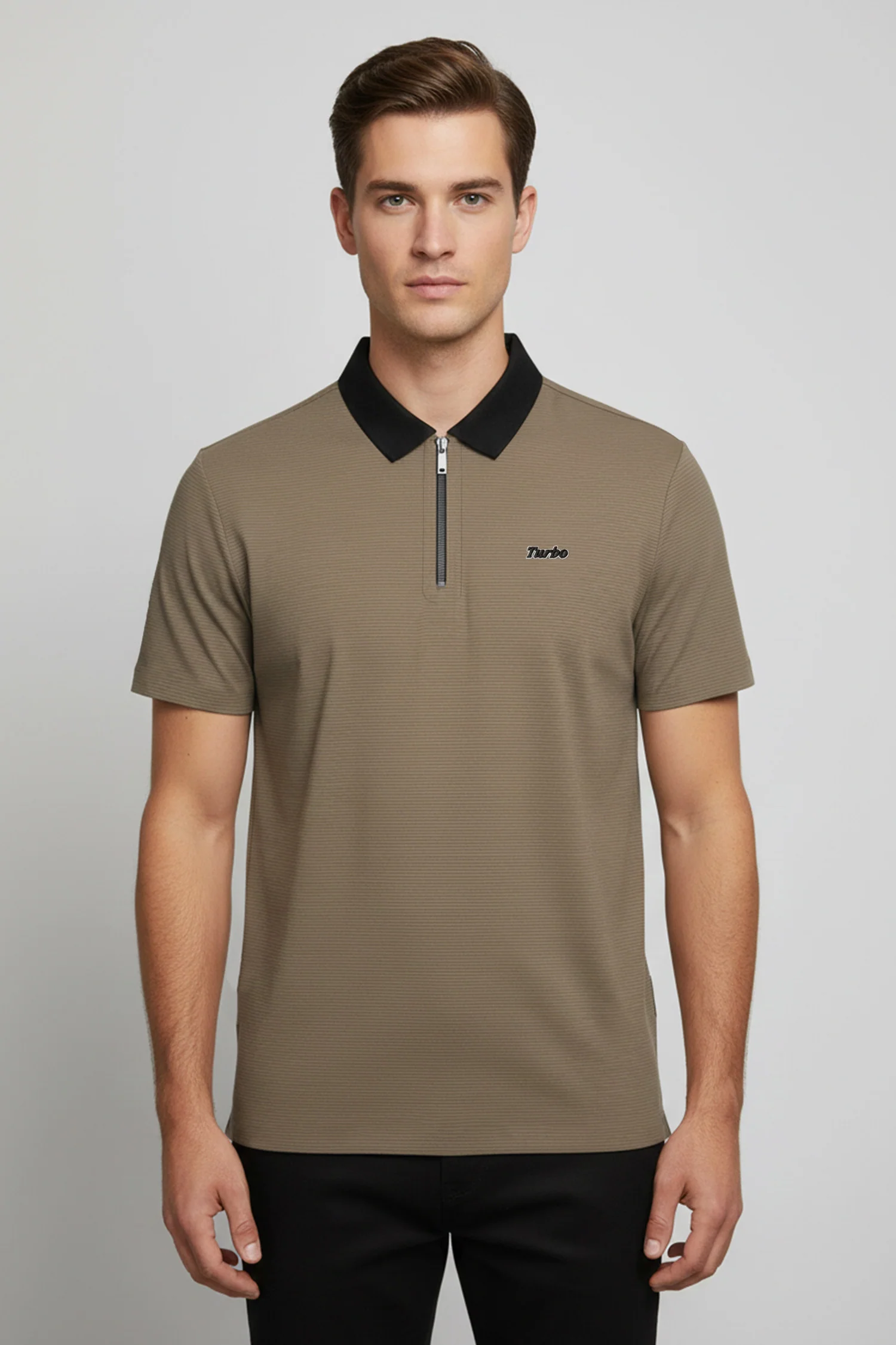 Turbo Fashion Transmission Zip Collar Men's Polo Shirt - Image 7