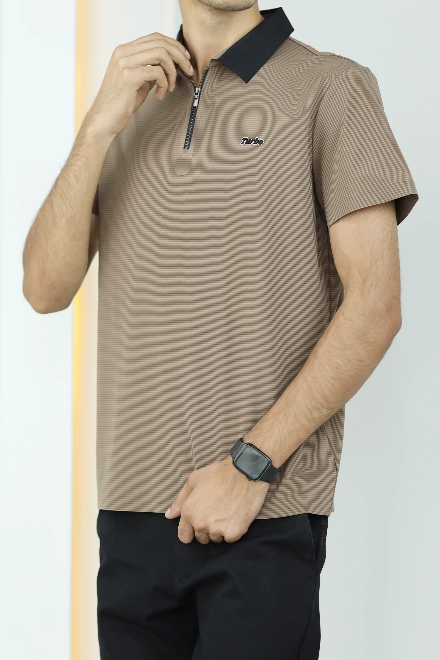 Turbo Fashion Transmission Zip Collar Men's Polo Shirt - Image 10