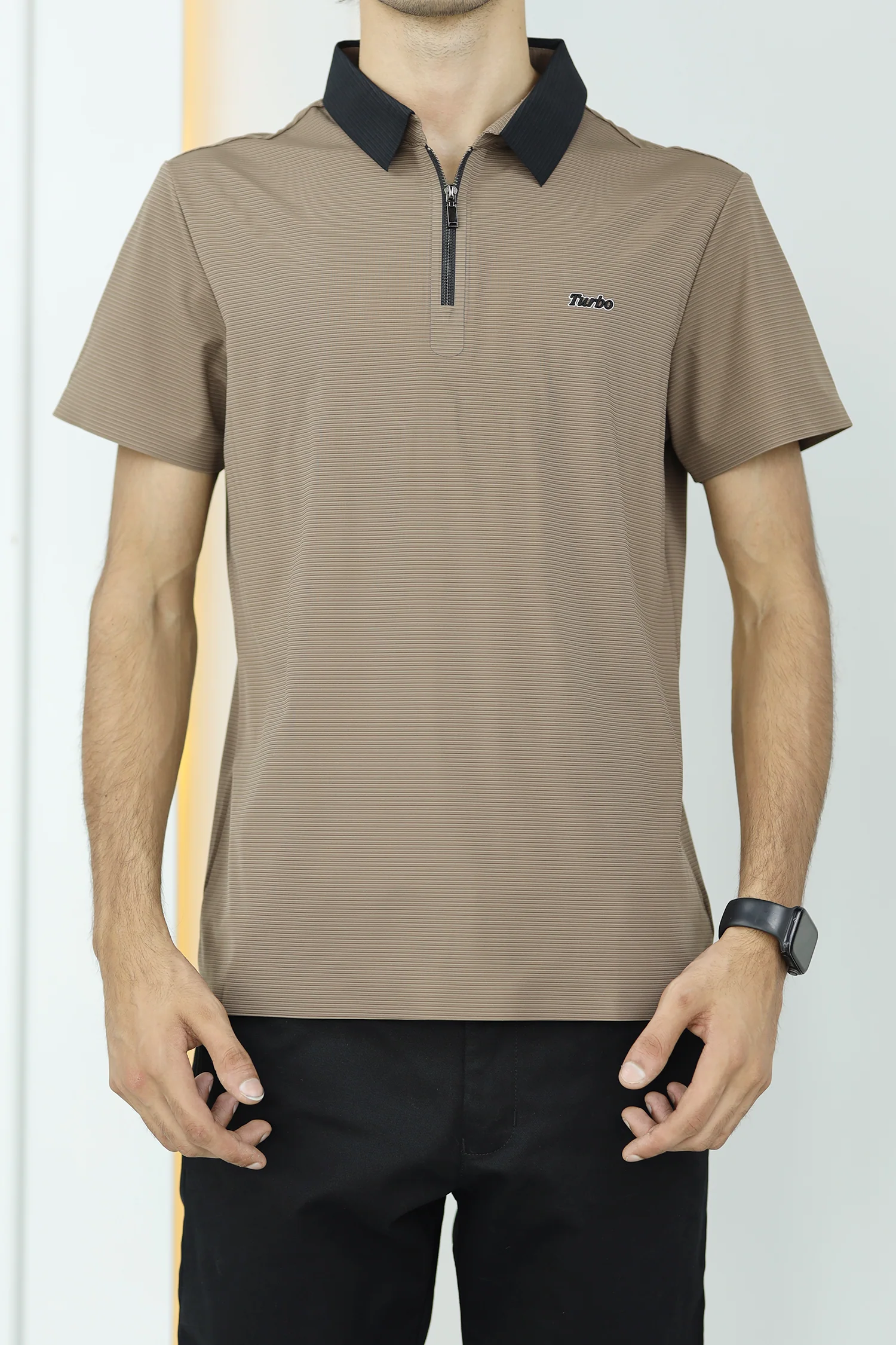 Turbo Fashion Transmission Zip Collar Men's Polo Shirt - Image 11