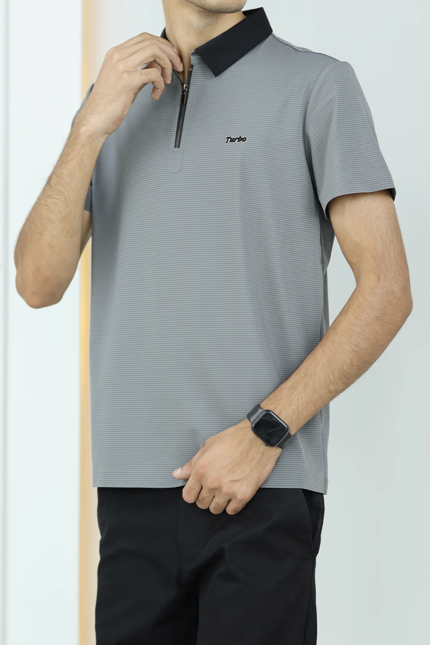 Turbo Fashion Transmission Zip Collar Men's Polo Shirt - Image 13