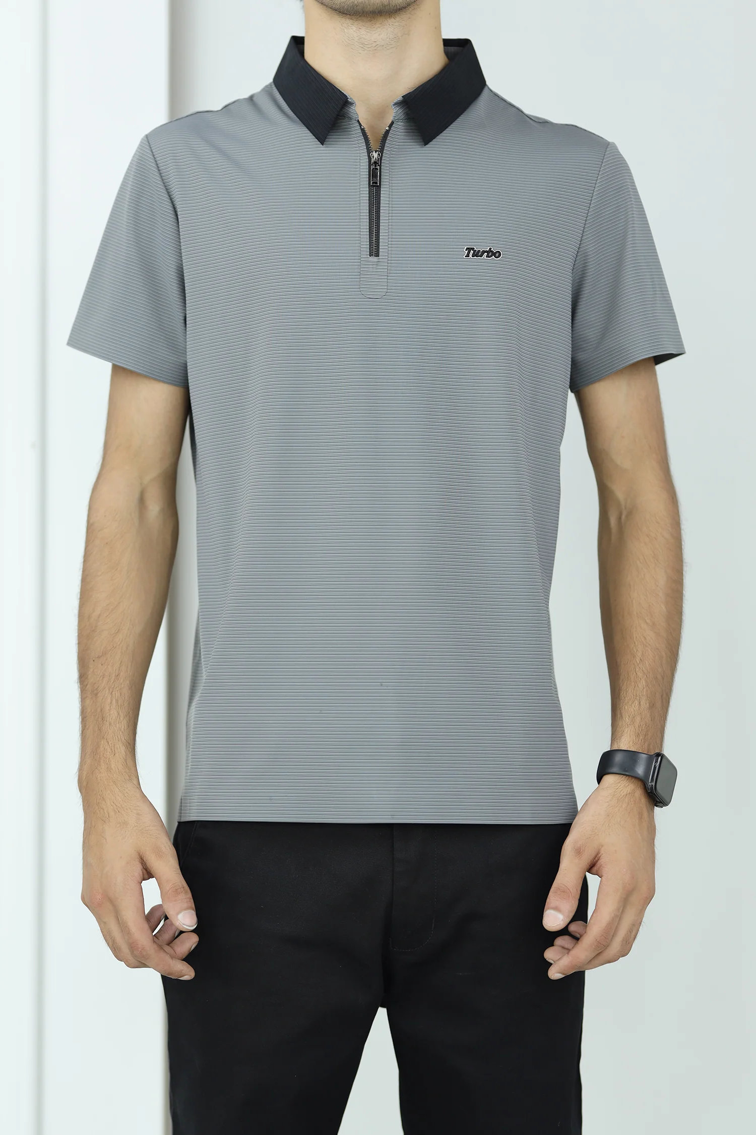 Turbo Fashion Transmission Zip Collar Men's Polo Shirt - Image 14