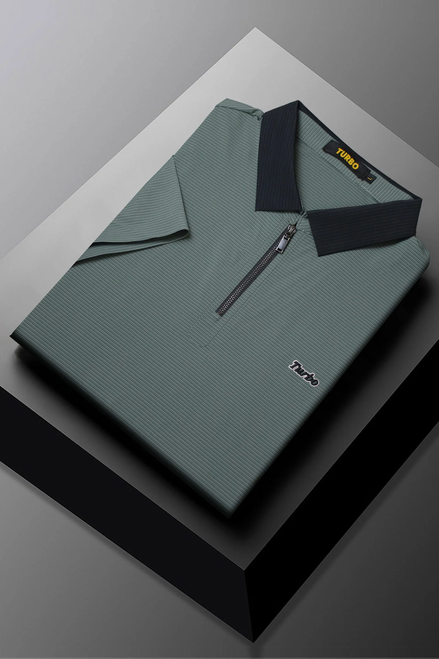 Turbo Fashion Transmission Zip Collar Men's Polo Shirt - Image 5