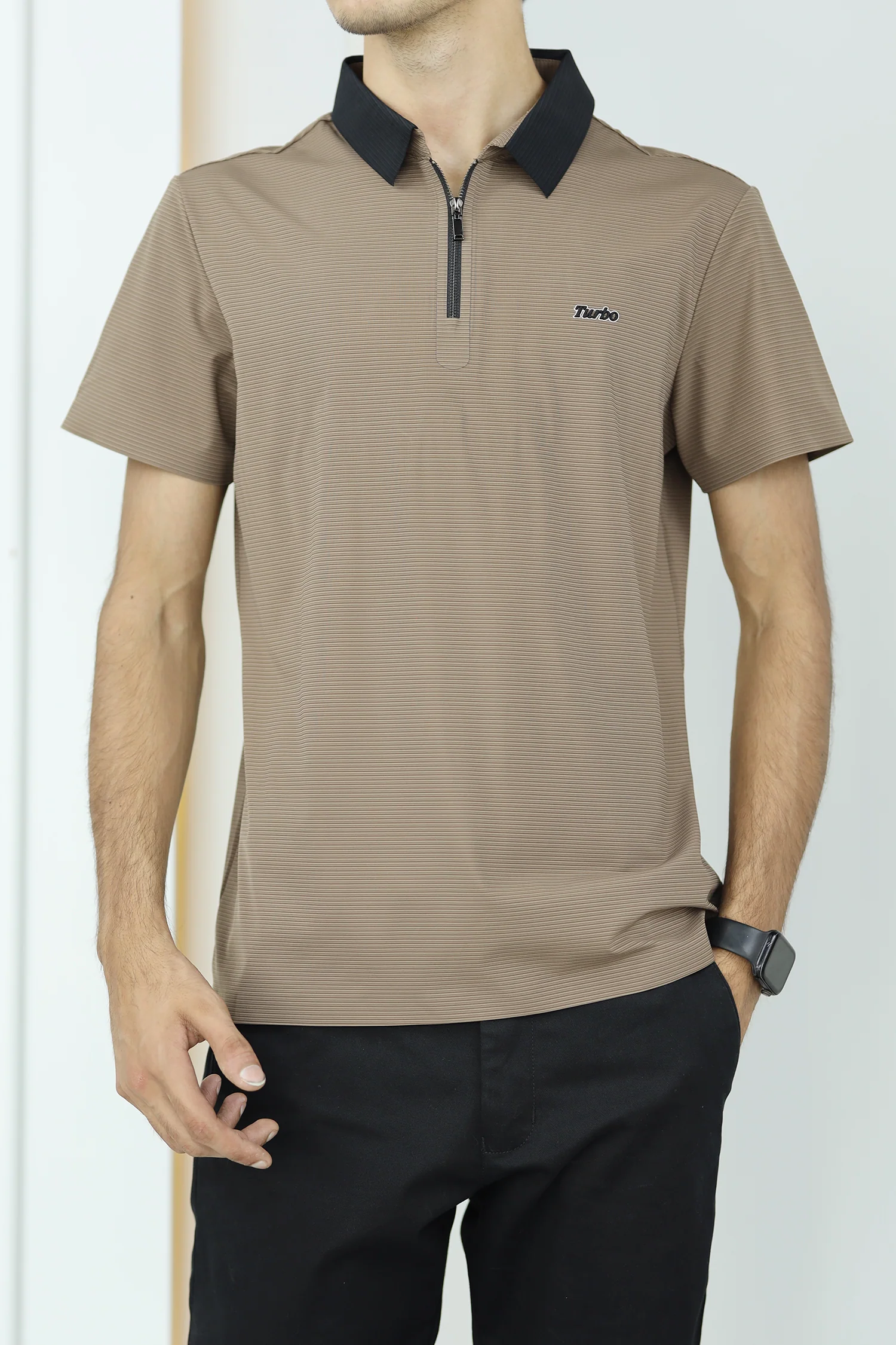 Turbo Fashion Transmission Zip Collar Men's Polo Shirt - Image 9