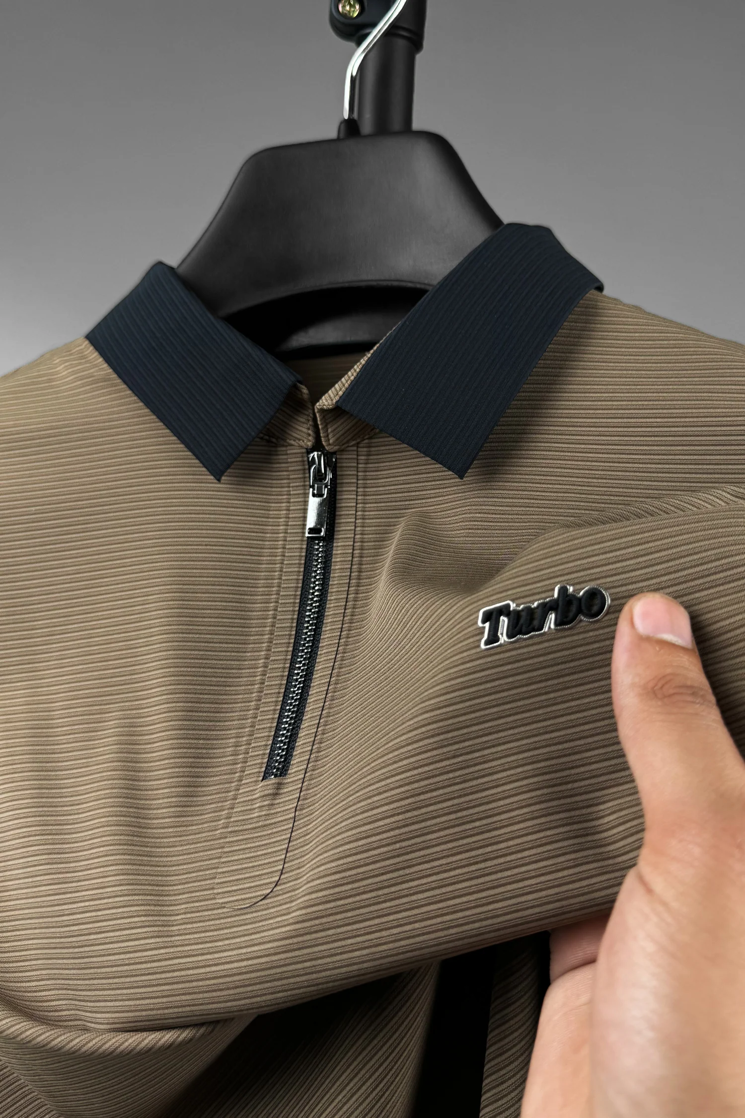 Turbo Fashion Transmission Zip Collar Men's Polo Shirt - Image 10