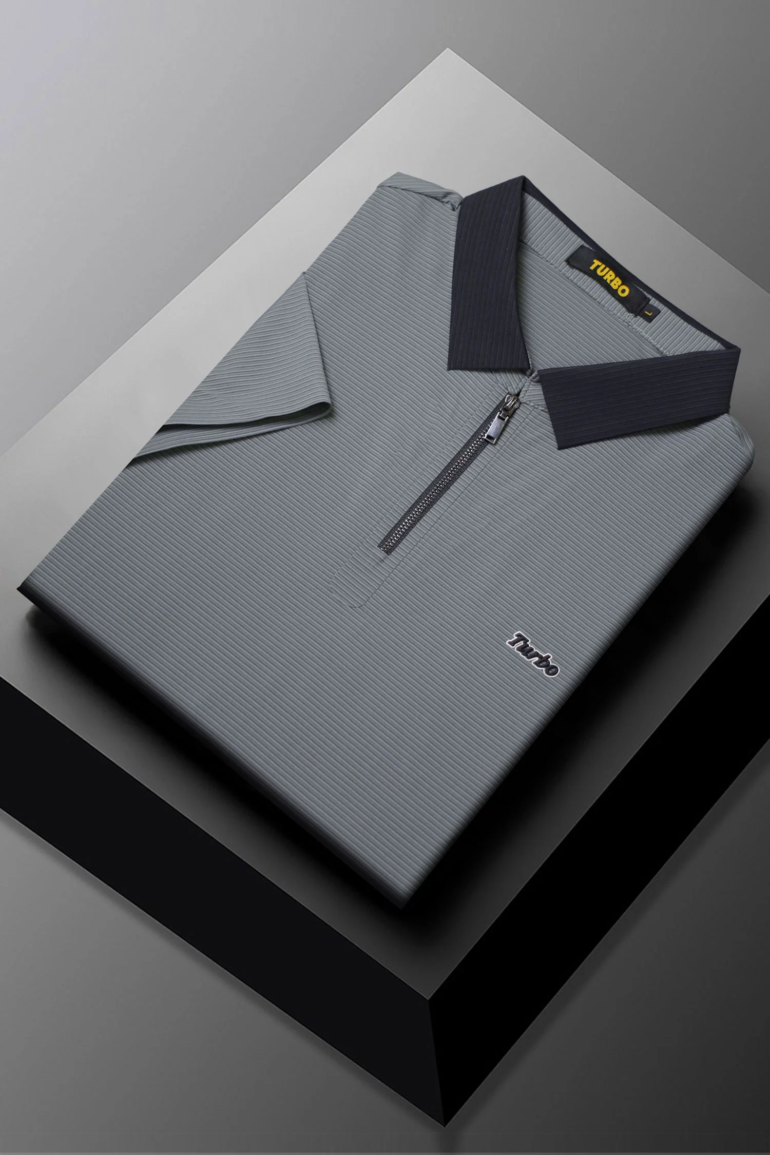 Turbo Fashion Transmission Zip Collar Men's Polo Shirt - Image 13
