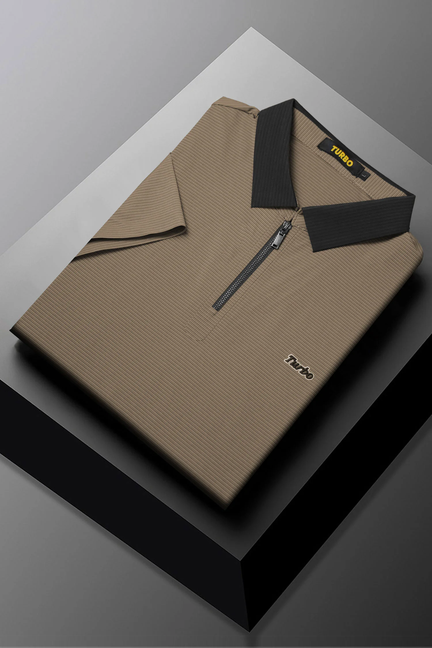 Turbo Fashion Transmission Zip Collar Men's Polo Shirt - Image 9