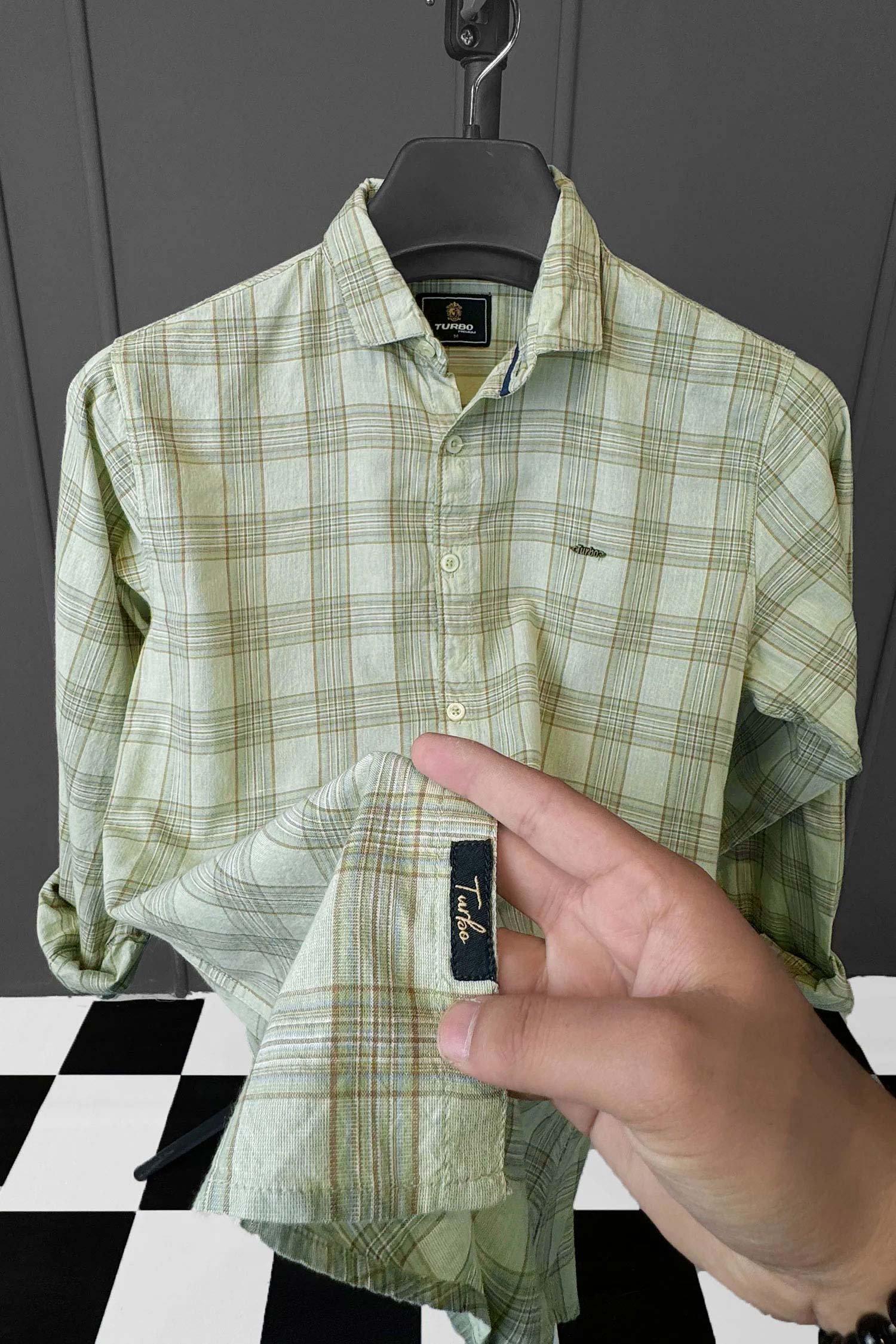 Turbo FearLess Checked Long Sleeve Cotton Casual Shirt - Image 10