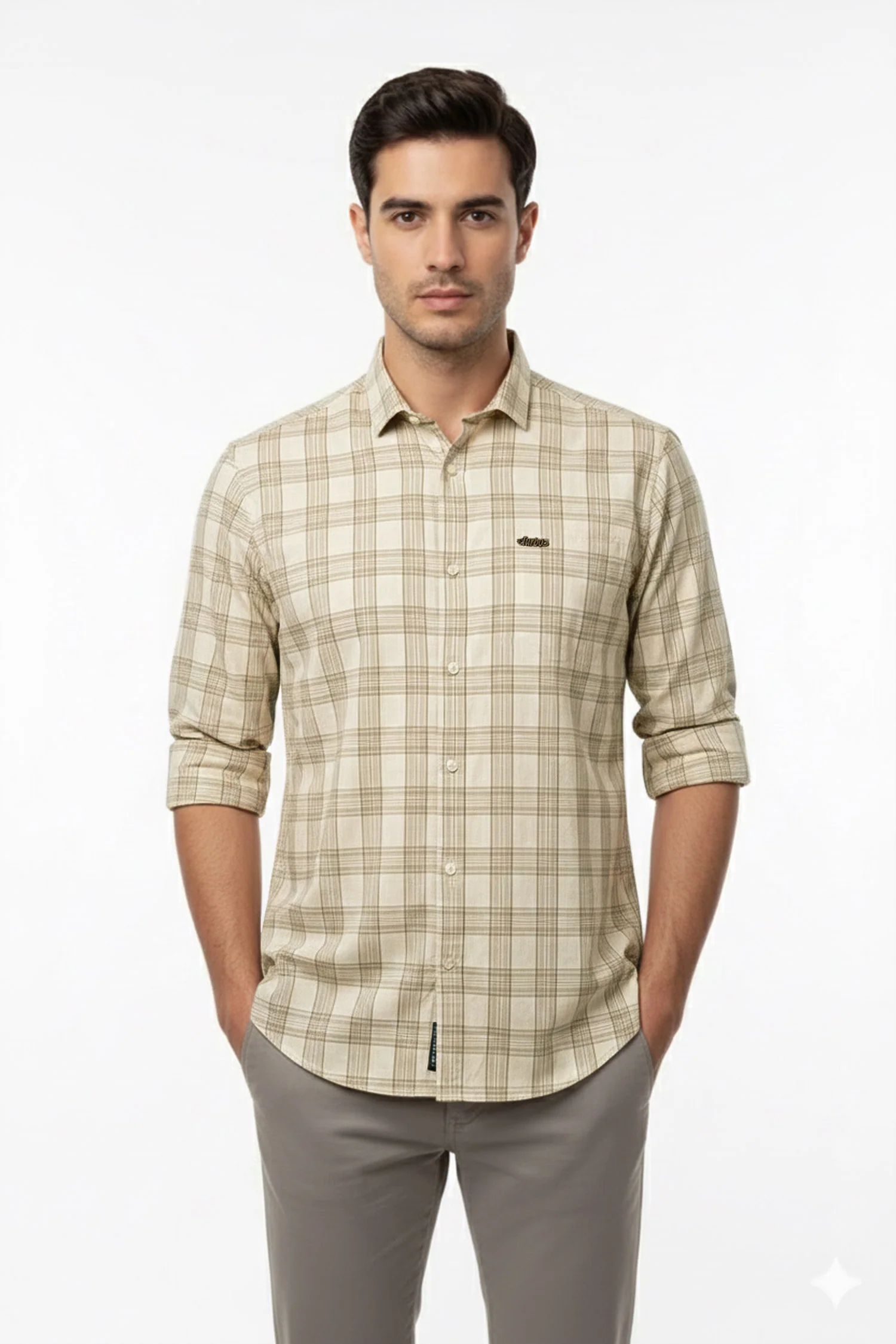 Turbo FearLess Checked Long Sleeve Cotton Casual Shirt - Image 4